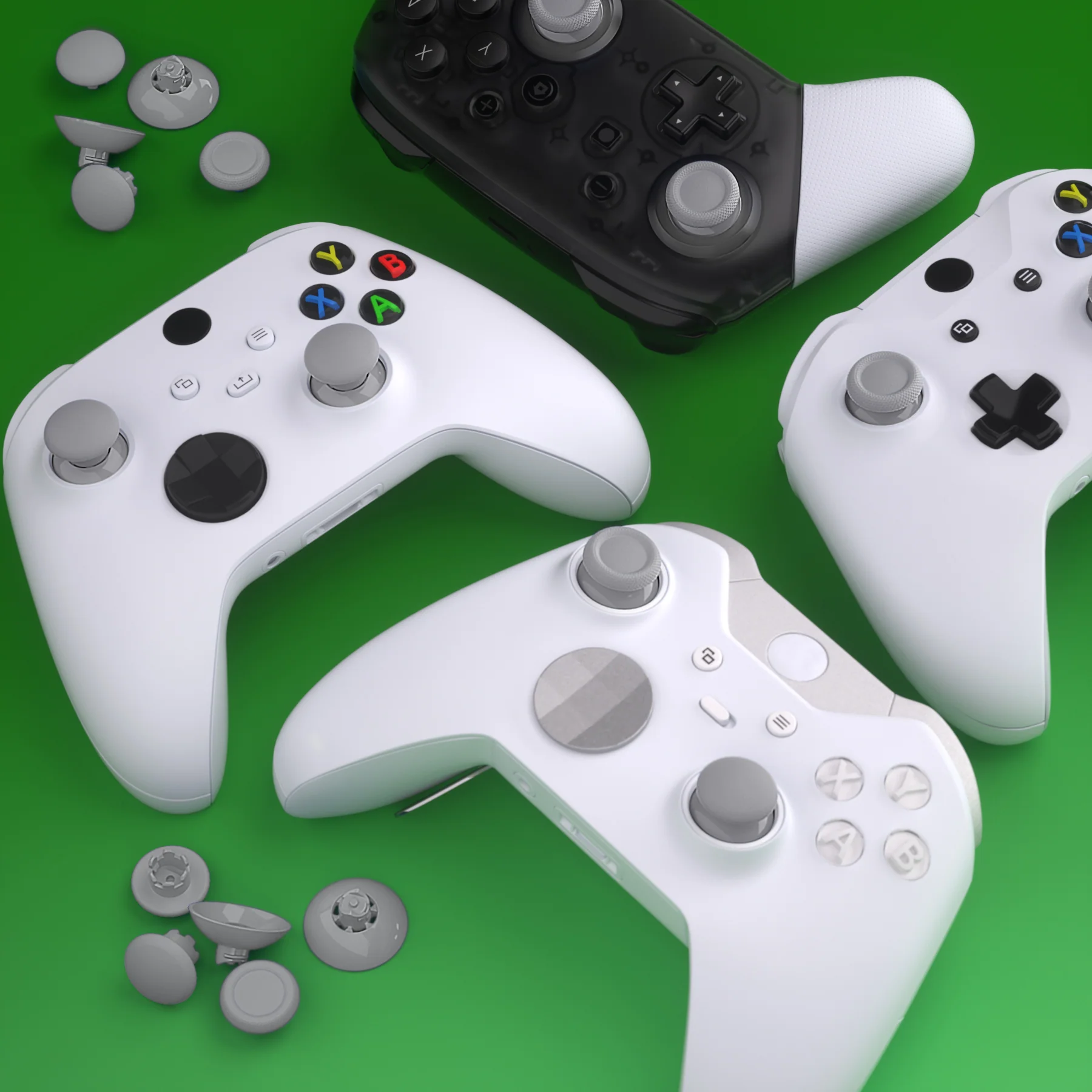 eXtremeRate EDGE Sticks Replacement Interchangeable Thumbsticks for Xbox Series X/S & Xbox Core & Xbox One X/S & Xbox Elite V1 & NS Switch Pro Controller - New Hope Gray - Image 9