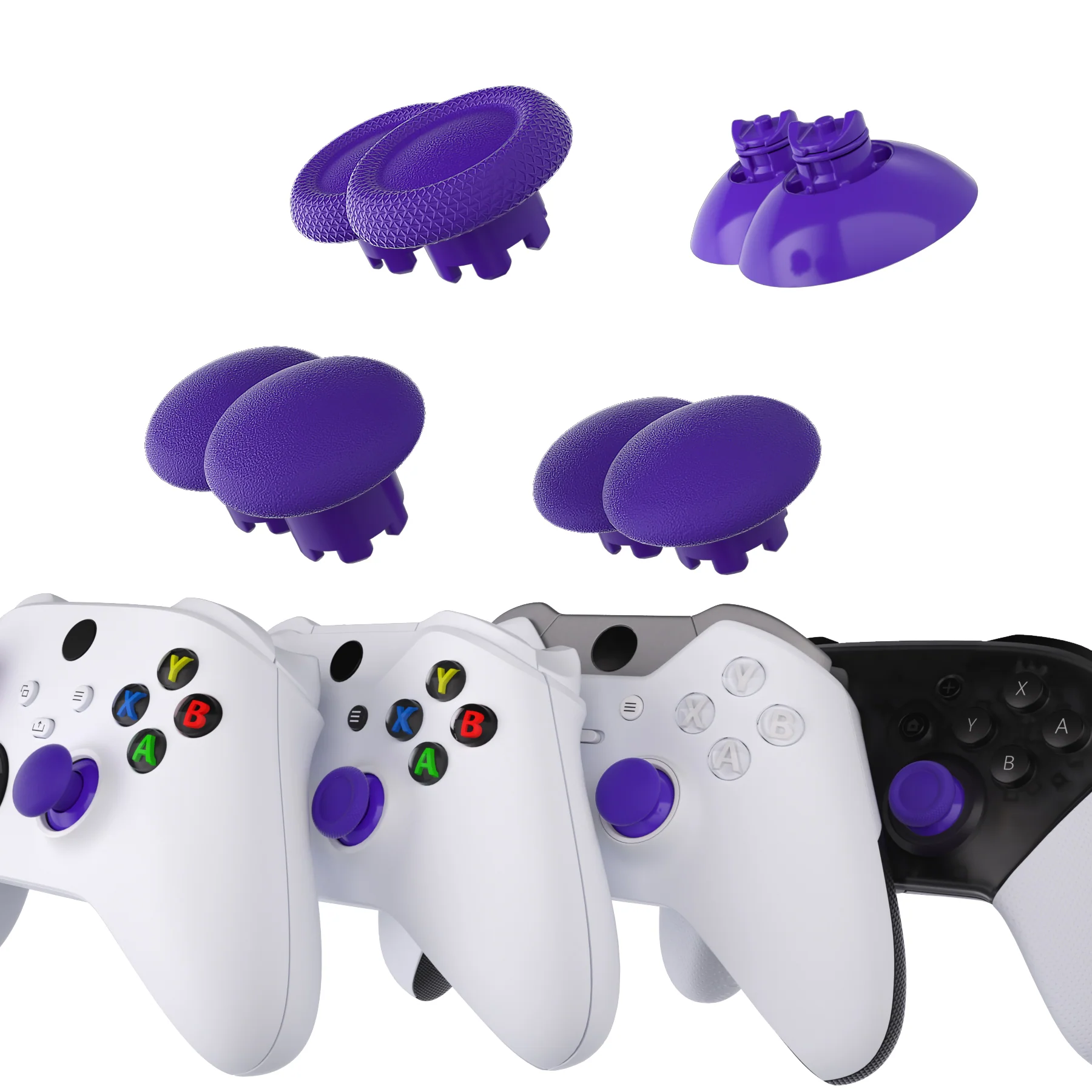 eXtremeRate EDGE Sticks Replacement Interchangeable Thumbsticks for Xbox Series X/S & Xbox Core & Xbox One X/S & Xbox Elite V1 & NS Switch Pro Controller - Purple - Image 4