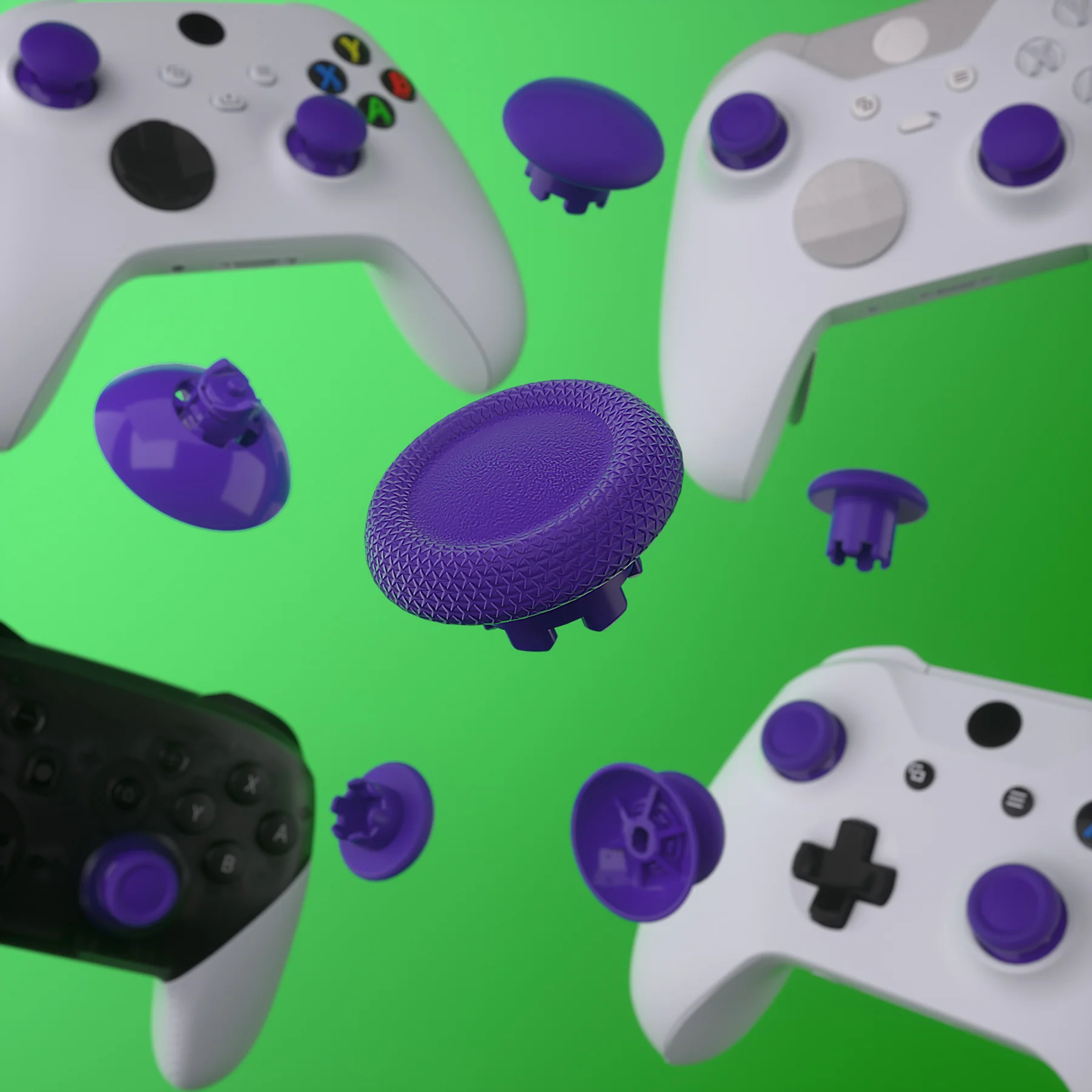 eXtremeRate EDGE Sticks Replacement Interchangeable Thumbsticks for Xbox Series X/S & Xbox Core & Xbox One X/S & Xbox Elite V1 & NS Switch Pro Controller - Purple - Image 8