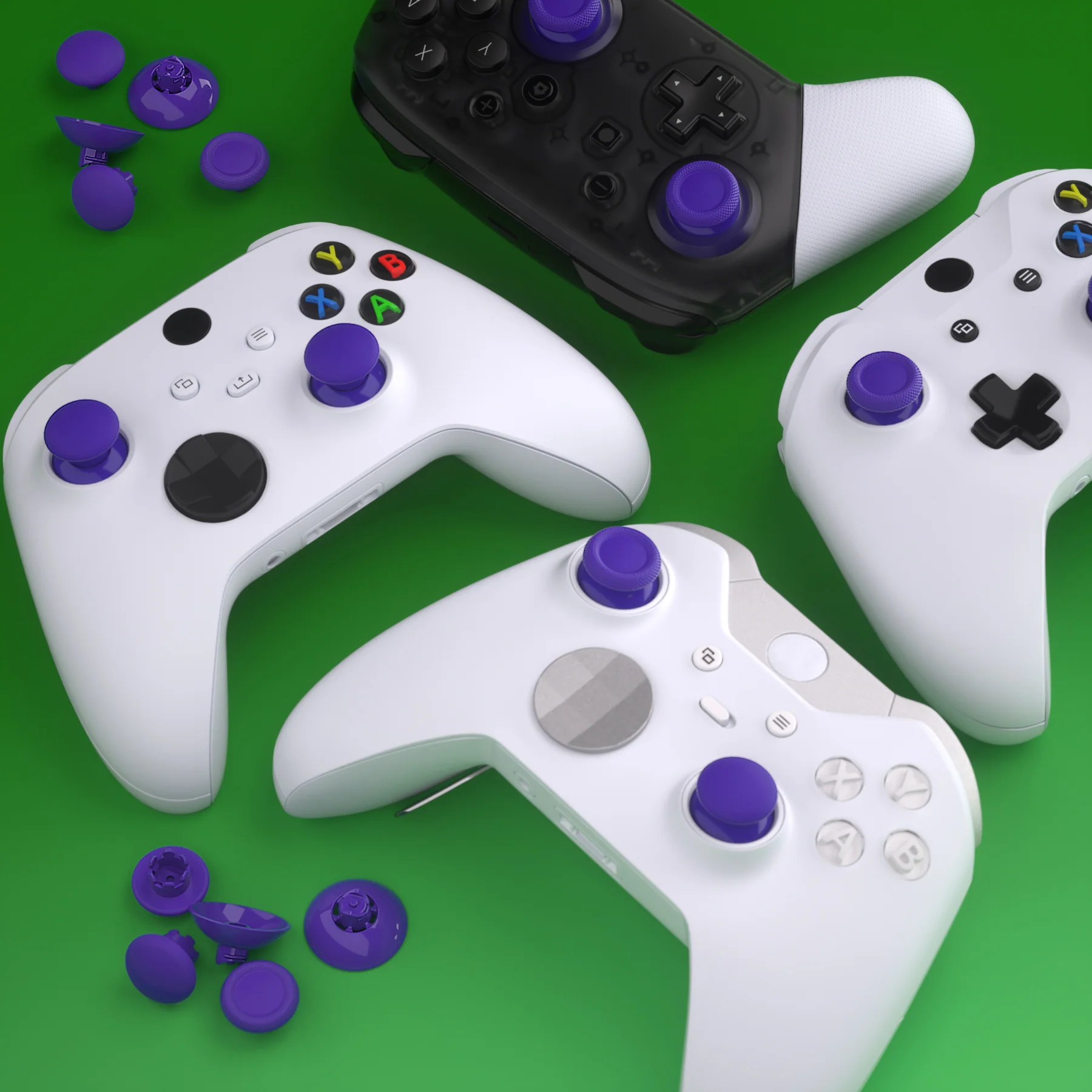 eXtremeRate EDGE Sticks Replacement Interchangeable Thumbsticks for Xbox Series X/S & Xbox Core & Xbox One X/S & Xbox Elite V1 & NS Switch Pro Controller - Purple - Image 9