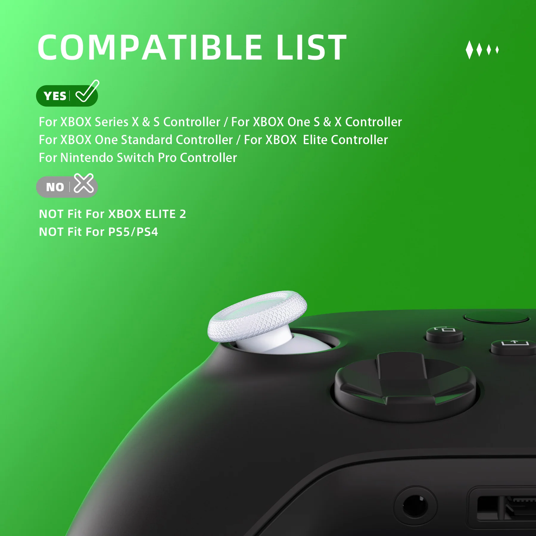 eXtremeRate EDGE Sticks Replacement Interchangeable Thumbsticks for Xbox Series X/S & Xbox Core & Xbox One X/S & Xbox Elite V1 & NS Switch Pro Controller - Robot White - Image 5