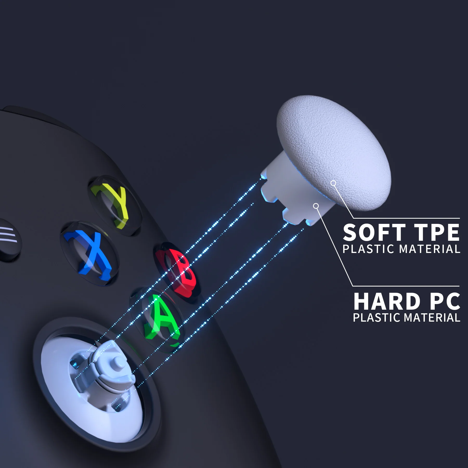 eXtremeRate EDGE Sticks Replacement Interchangeable Thumbsticks for Xbox Series X/S & Xbox Core & Xbox One X/S & Xbox Elite V1 & NS Switch Pro Controller - Robot White - Image 7