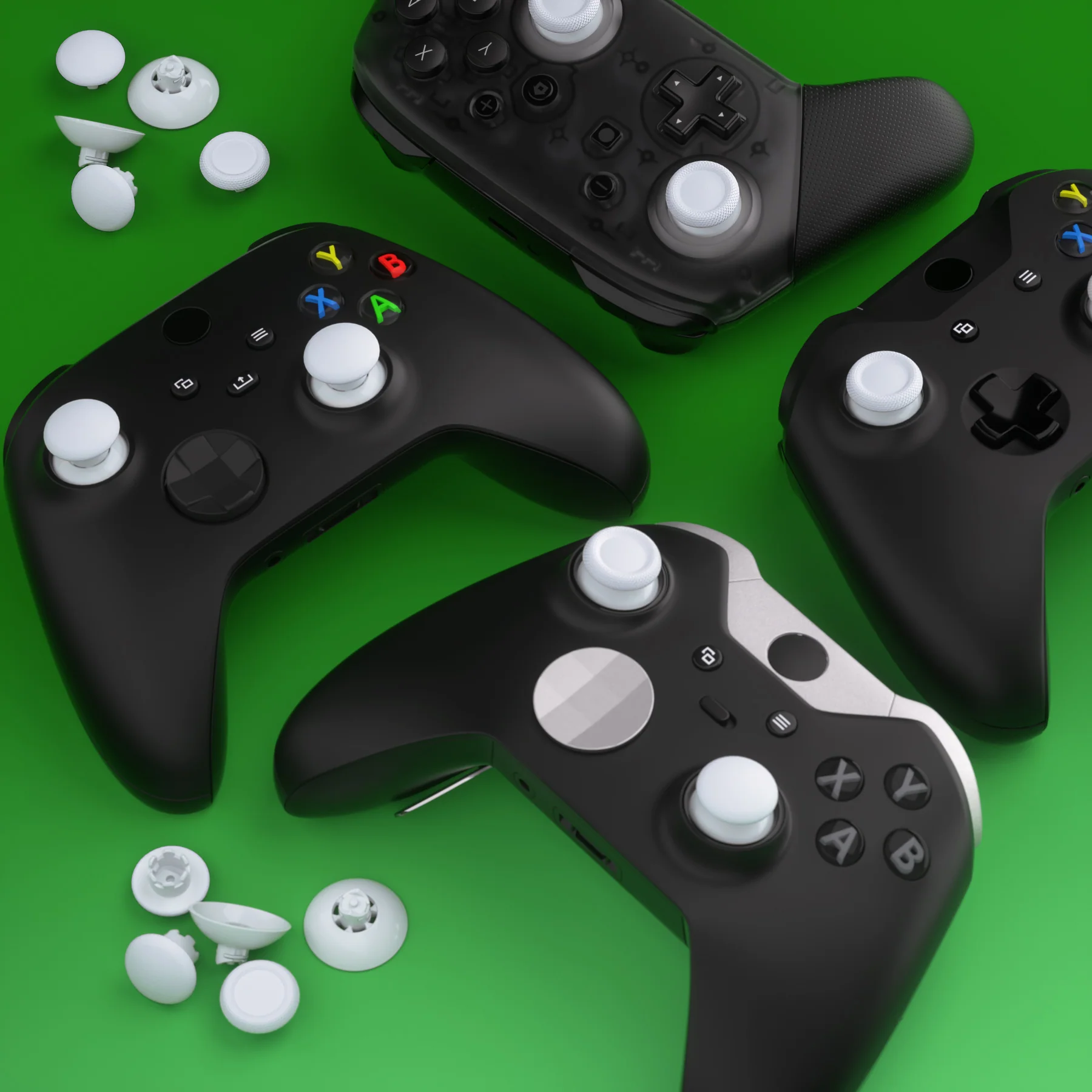 eXtremeRate EDGE Sticks Replacement Interchangeable Thumbsticks for Xbox Series X/S & Xbox Core & Xbox One X/S & Xbox Elite V1 & NS Switch Pro Controller - Robot White - Image 9