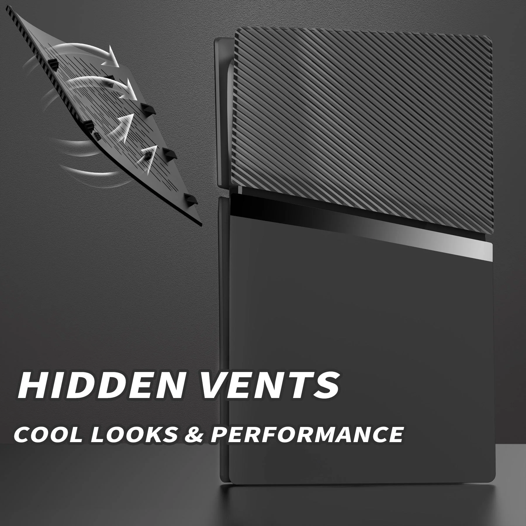 eXtremeRate eXcover Replacement Top Bottom Cover Side Panel with Cooling Vent for PS5 Slim Digital Edition Console - Black - Image 7