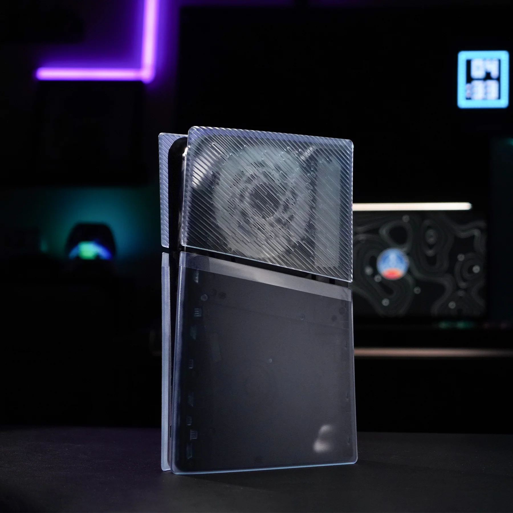 eXtremeRate eXcover Replacement Top Bottom Cover Side Panel with Cooling Vent for PS5 Slim Digital Edition Console - Clear Ice Blue - Image 11
