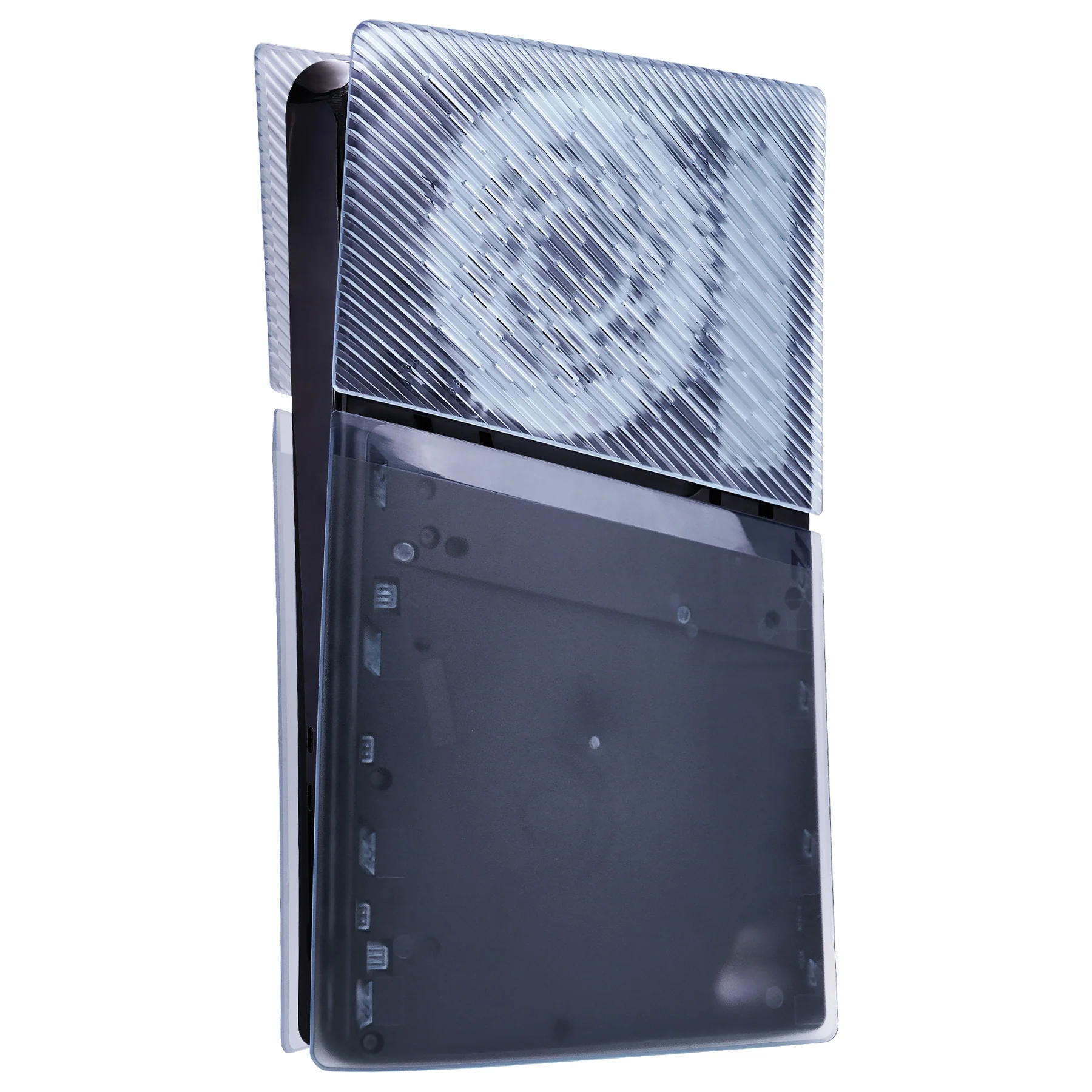 eXtremeRate eXcover Replacement Top Bottom Cover Side Panel with Cooling Vent for PS5 Slim Digital Edition Console - Clear Ice Blue - Image 3