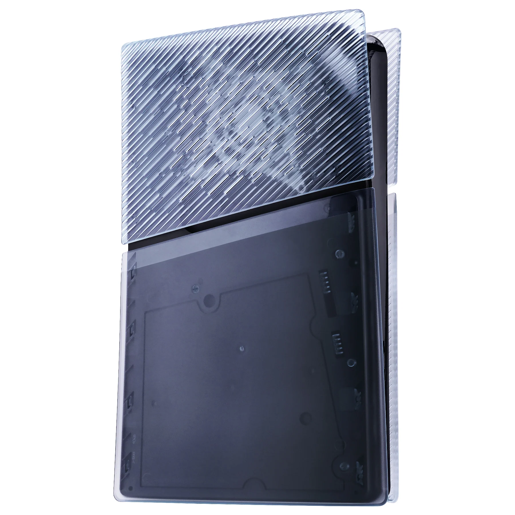 eXtremeRate eXcover Replacement Top Bottom Cover Side Panel with Cooling Vent for PS5 Slim Digital Edition Console - Clear Ice Blue - Image 4