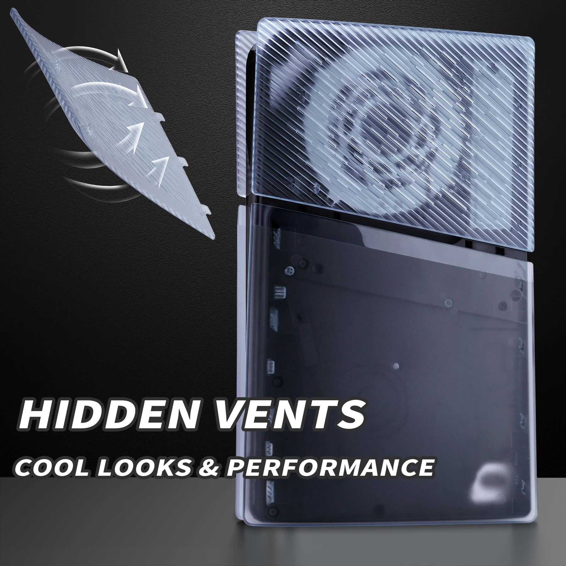 eXtremeRate eXcover Replacement Top Bottom Cover Side Panel with Cooling Vent for PS5 Slim Digital Edition Console - Clear Ice Blue - Image 7