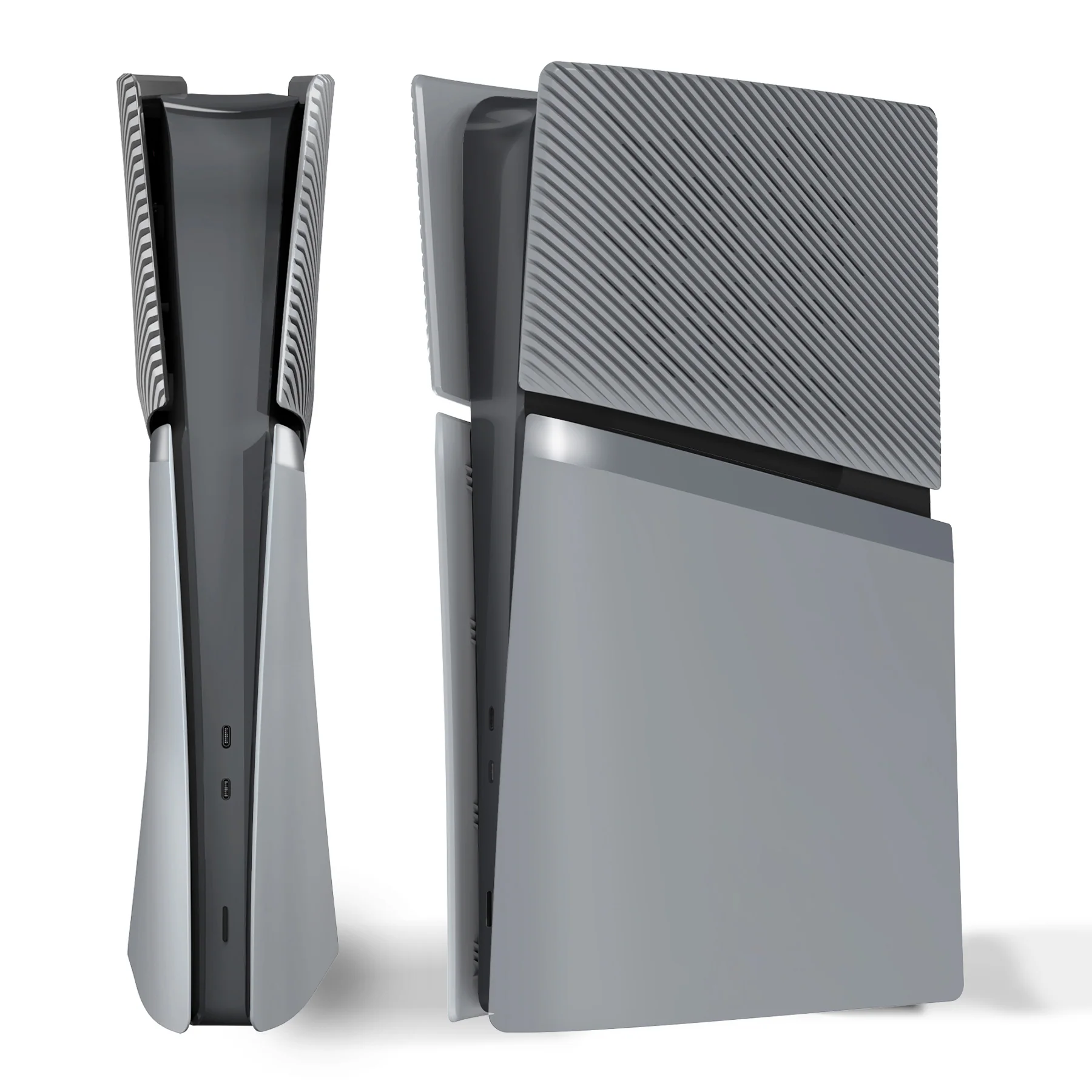 eXtremeRate eXcover Replacement Top Bottom Cover Side Panel with Cooling Vent for PS5 Slim Digital Edition Console - New Hope Gray - Image 5