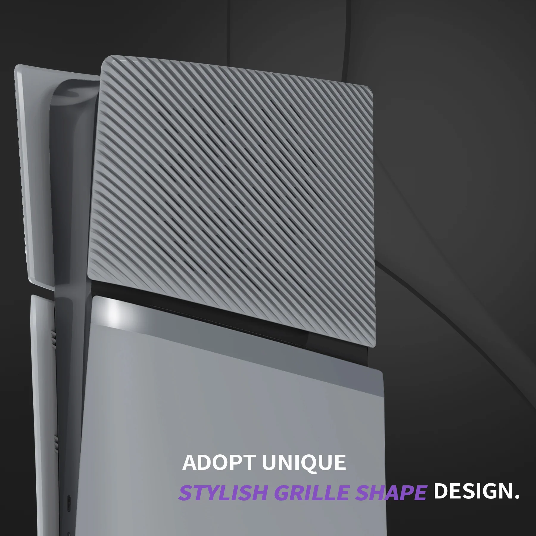 eXtremeRate eXcover Replacement Top Bottom Cover Side Panel with Cooling Vent for PS5 Slim Digital Edition Console - New Hope Gray - Image 6