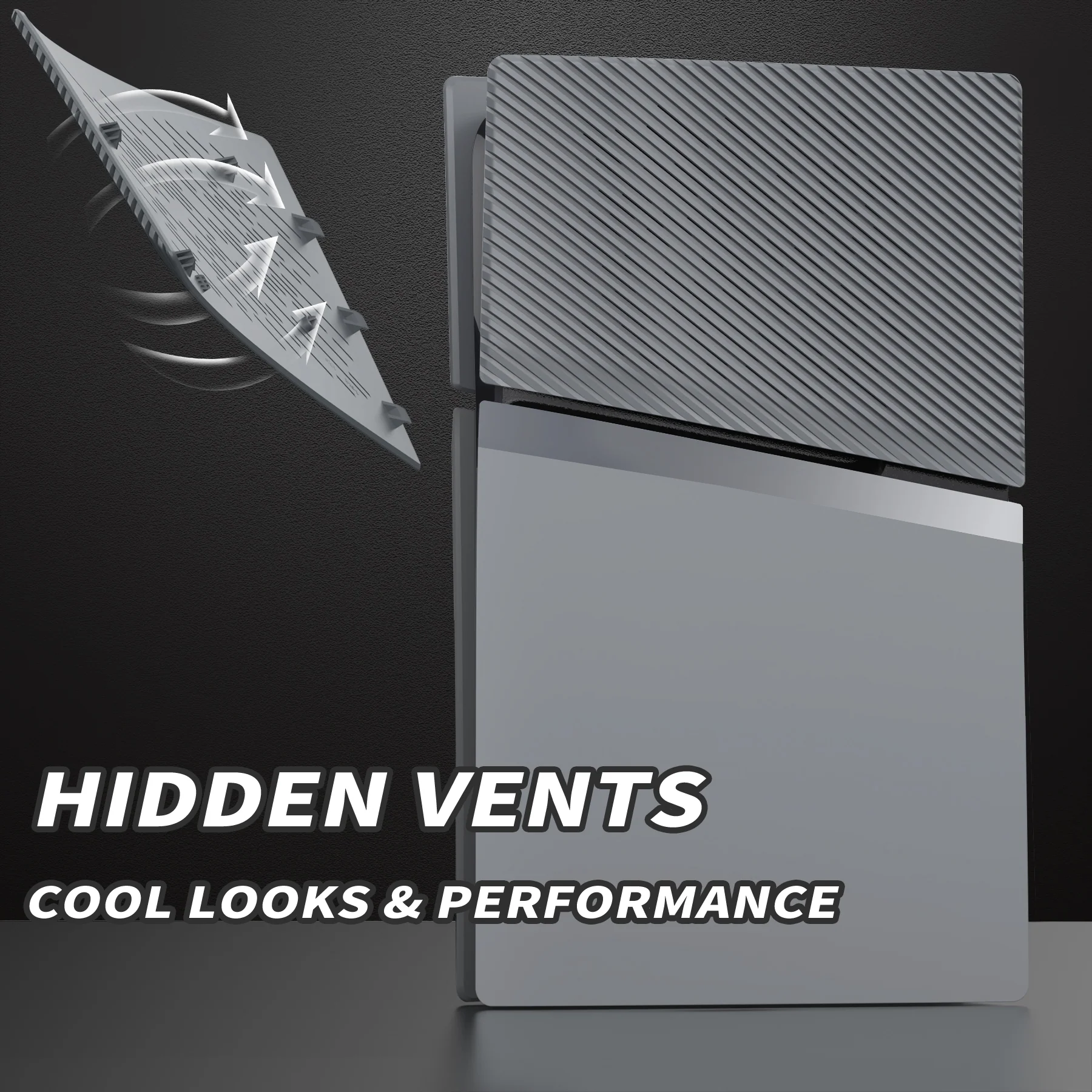 eXtremeRate eXcover Replacement Top Bottom Cover Side Panel with Cooling Vent for PS5 Slim Digital Edition Console - New Hope Gray - Image 7