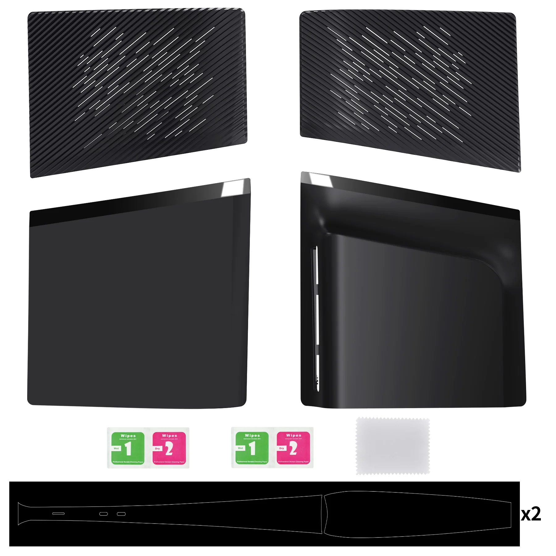eXtremeRate eXcover Replacement Top Bottom Cover Side Panel with Cooling Vent for PS5 Slim Disc Edition Console - Black - Image 2