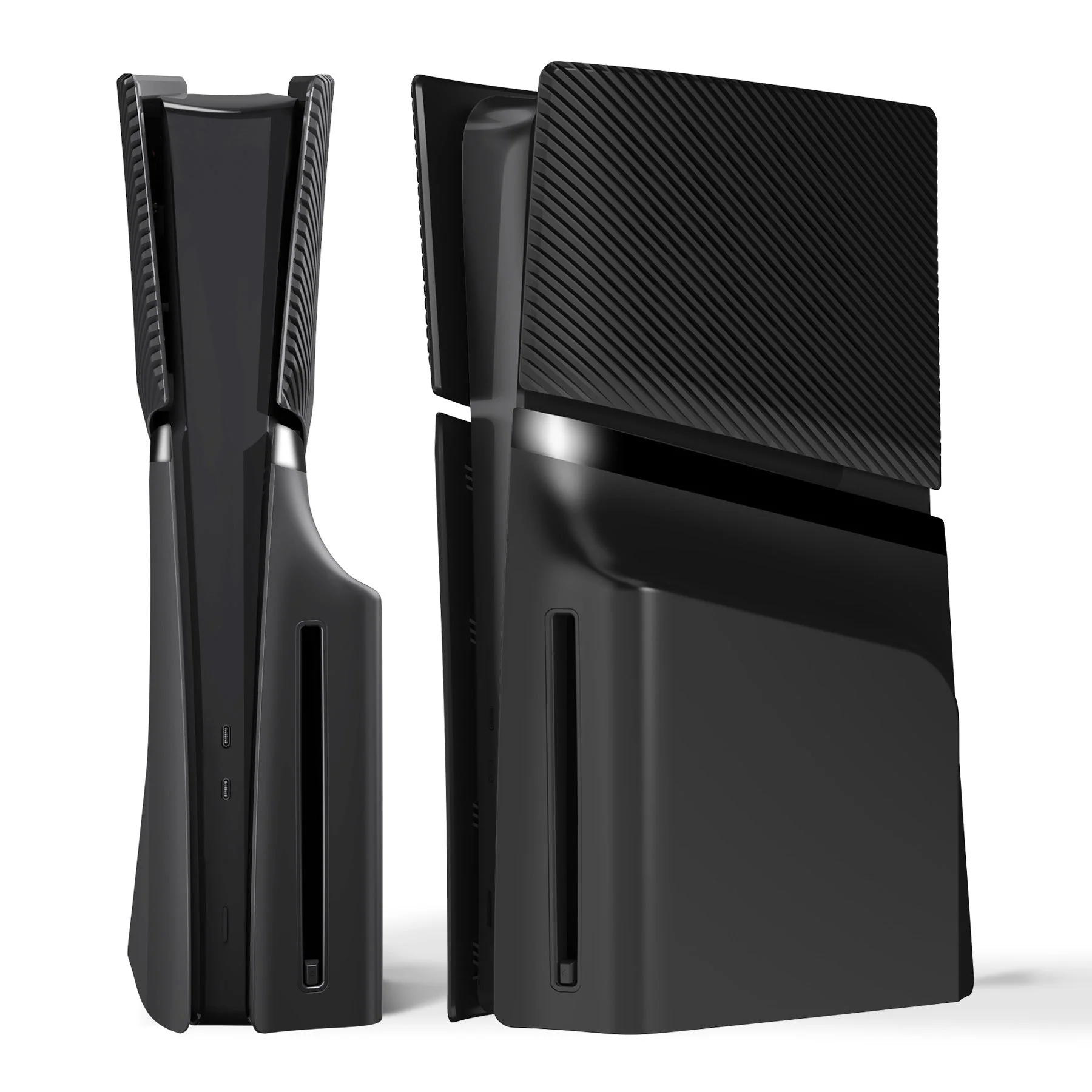 eXtremeRate eXcover Replacement Top Bottom Cover Side Panel with Cooling Vent for PS5 Slim Disc Edition Console - Black - Image 5