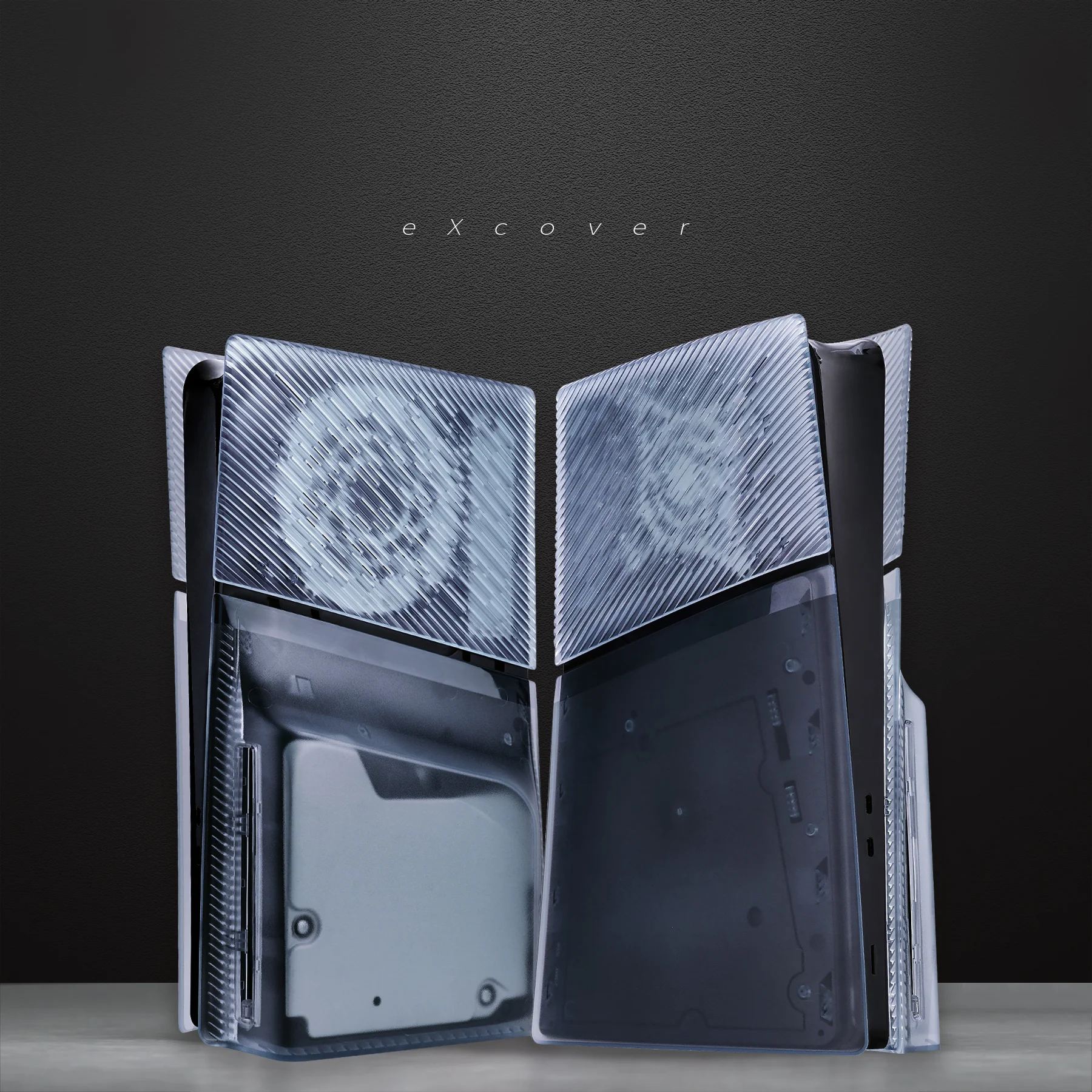 eXtremeRate eXcover Replacement Top Bottom Cover Side Panel with Cooling Vent for PS5 Slim Disc Edition Console - Clear Ice Blue - Image 10