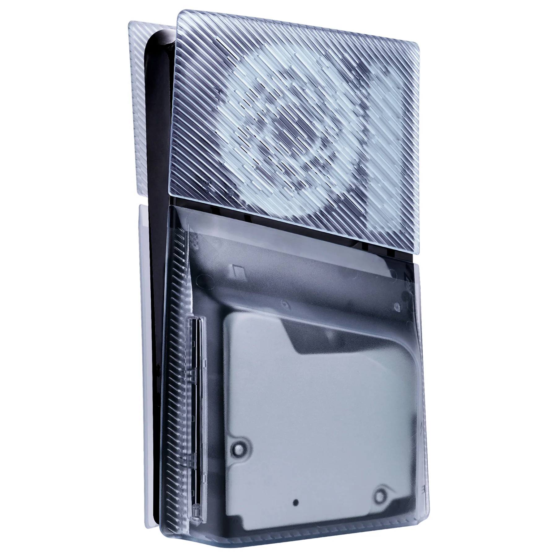 eXtremeRate eXcover Replacement Top Bottom Cover Side Panel with Cooling Vent for PS5 Slim Disc Edition Console - Clear Ice Blue - Image 3