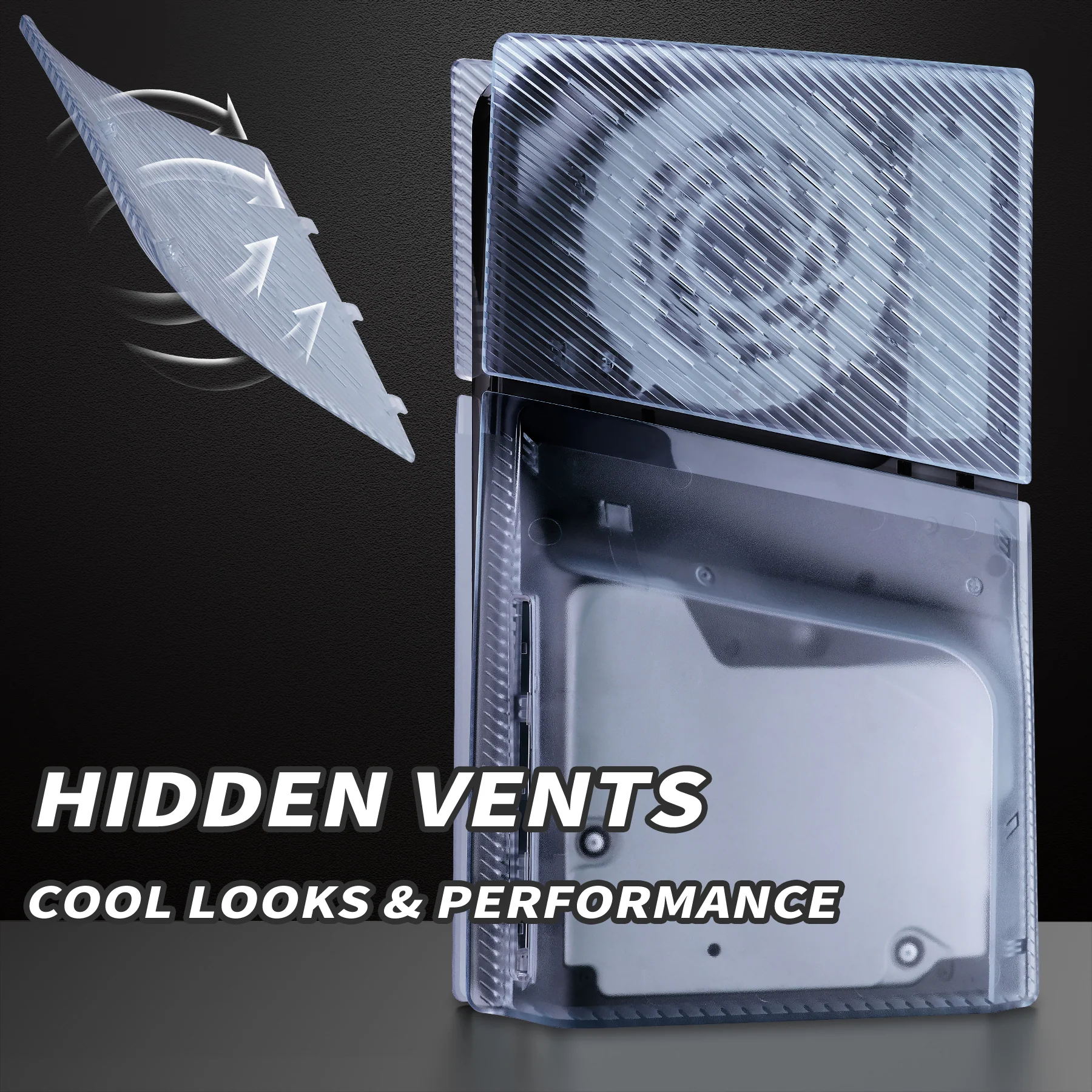 eXtremeRate eXcover Replacement Top Bottom Cover Side Panel with Cooling Vent for PS5 Slim Disc Edition Console - Clear Ice Blue - Image 7