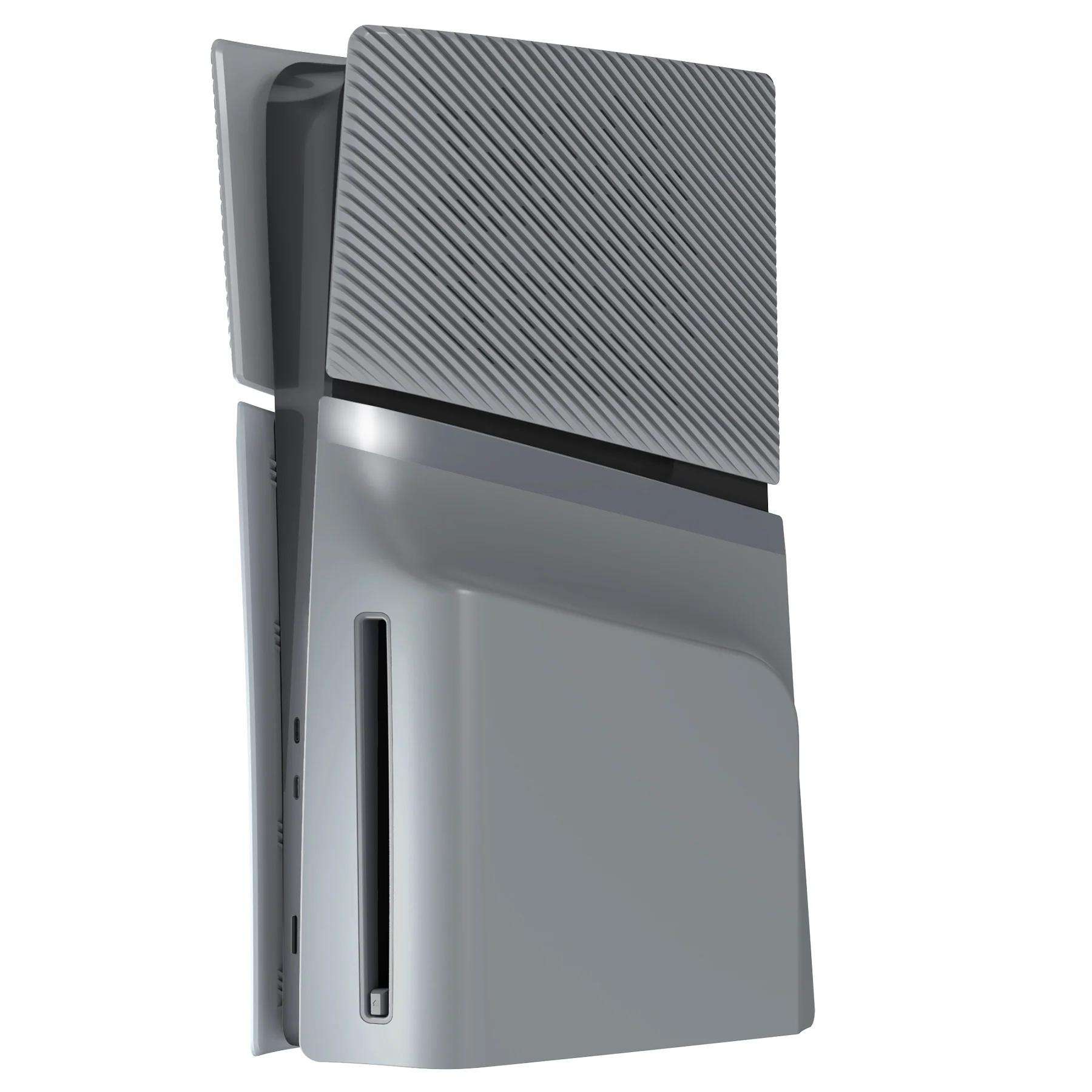 eXtremeRate eXcover Replacement Top Bottom Cover Side Panel with Cooling Vent for PS5 Slim Disc Edition Console - New Hope Gray - Image 3
