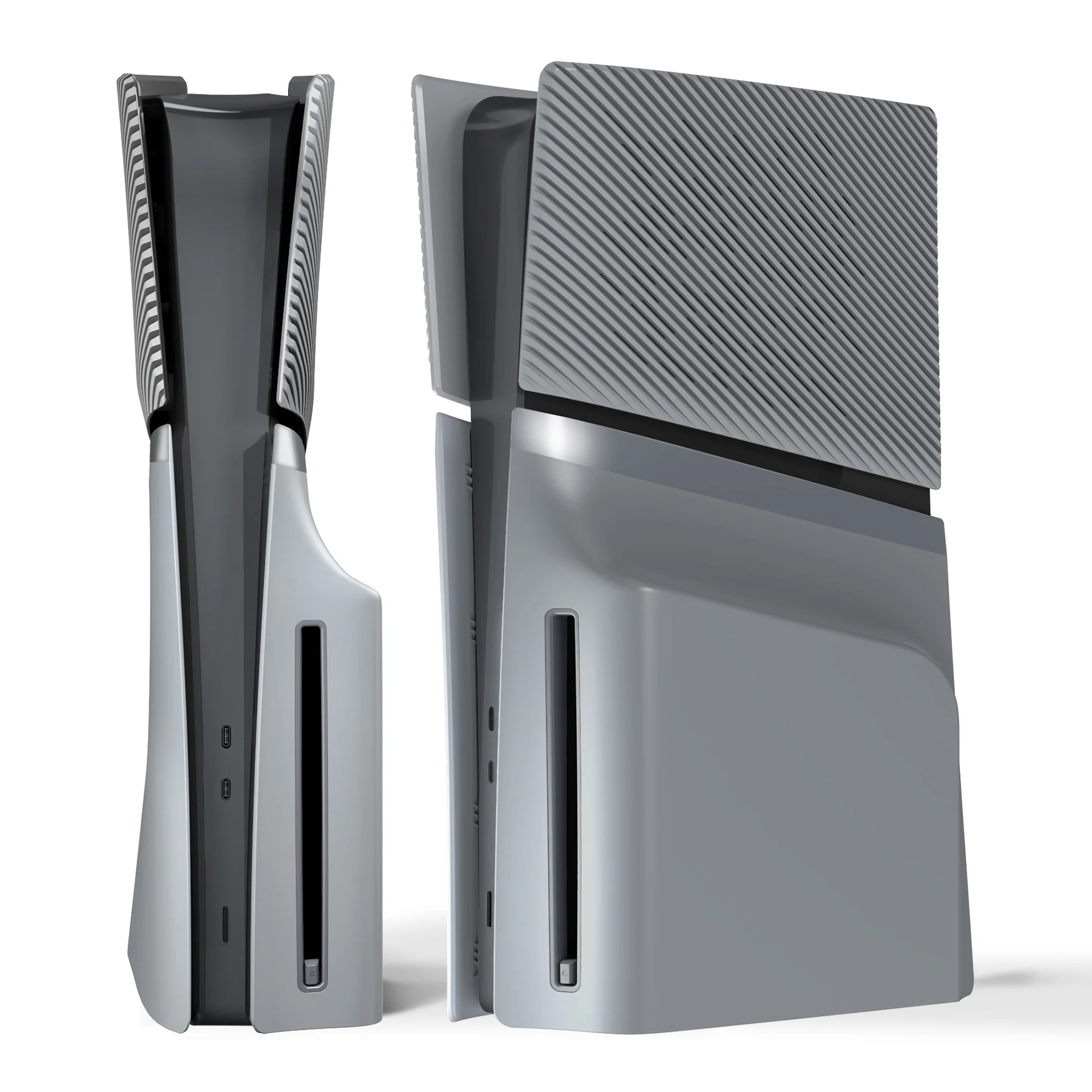 eXtremeRate eXcover Replacement Top Bottom Cover Side Panel with Cooling Vent for PS5 Slim Disc Edition Console - New Hope Gray - Image 5