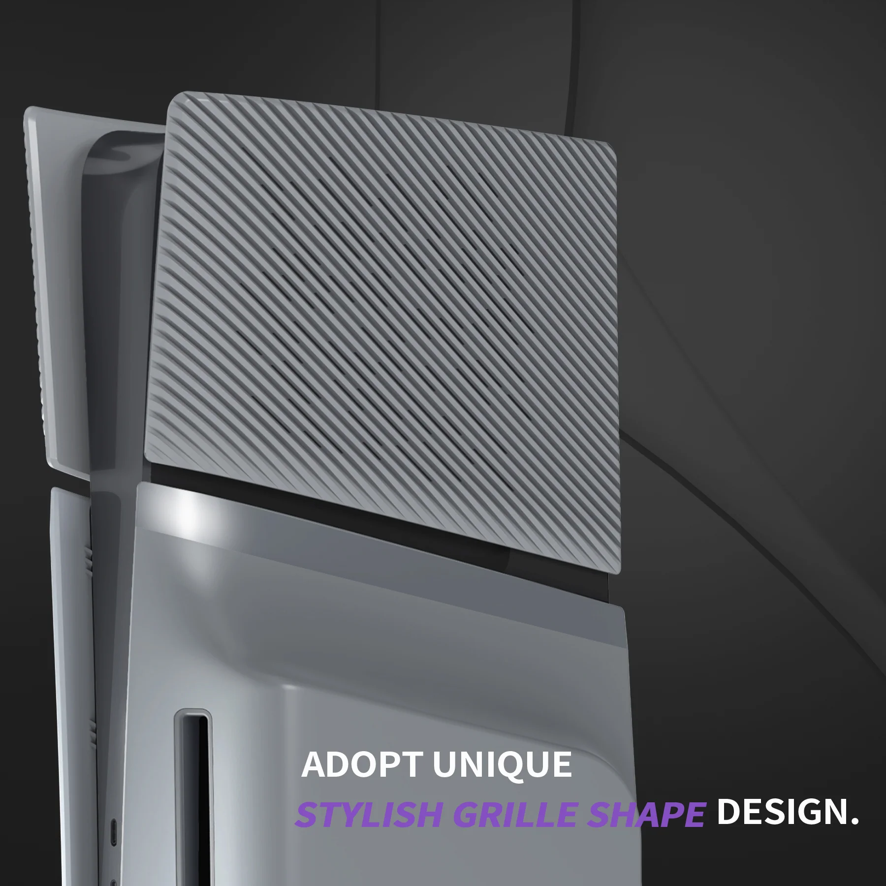 eXtremeRate eXcover Replacement Top Bottom Cover Side Panel with Cooling Vent for PS5 Slim Disc Edition Console - New Hope Gray - Image 6