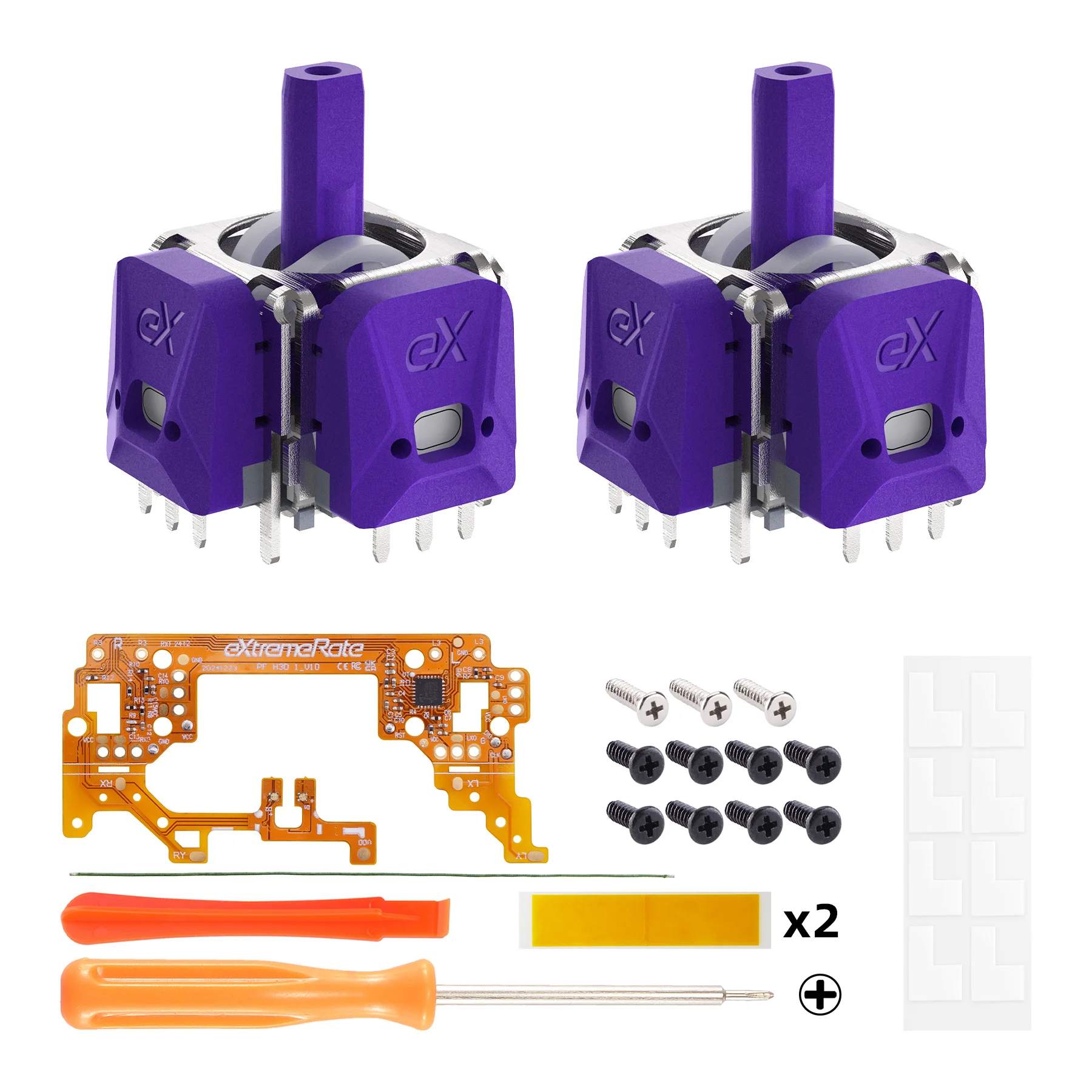 eXtremeRate eXhall Digital Calibrable Hall Effect Thumbstick Kit with Calibrate FPC Board for PS5 Controller - Purple 120gf - Image 2