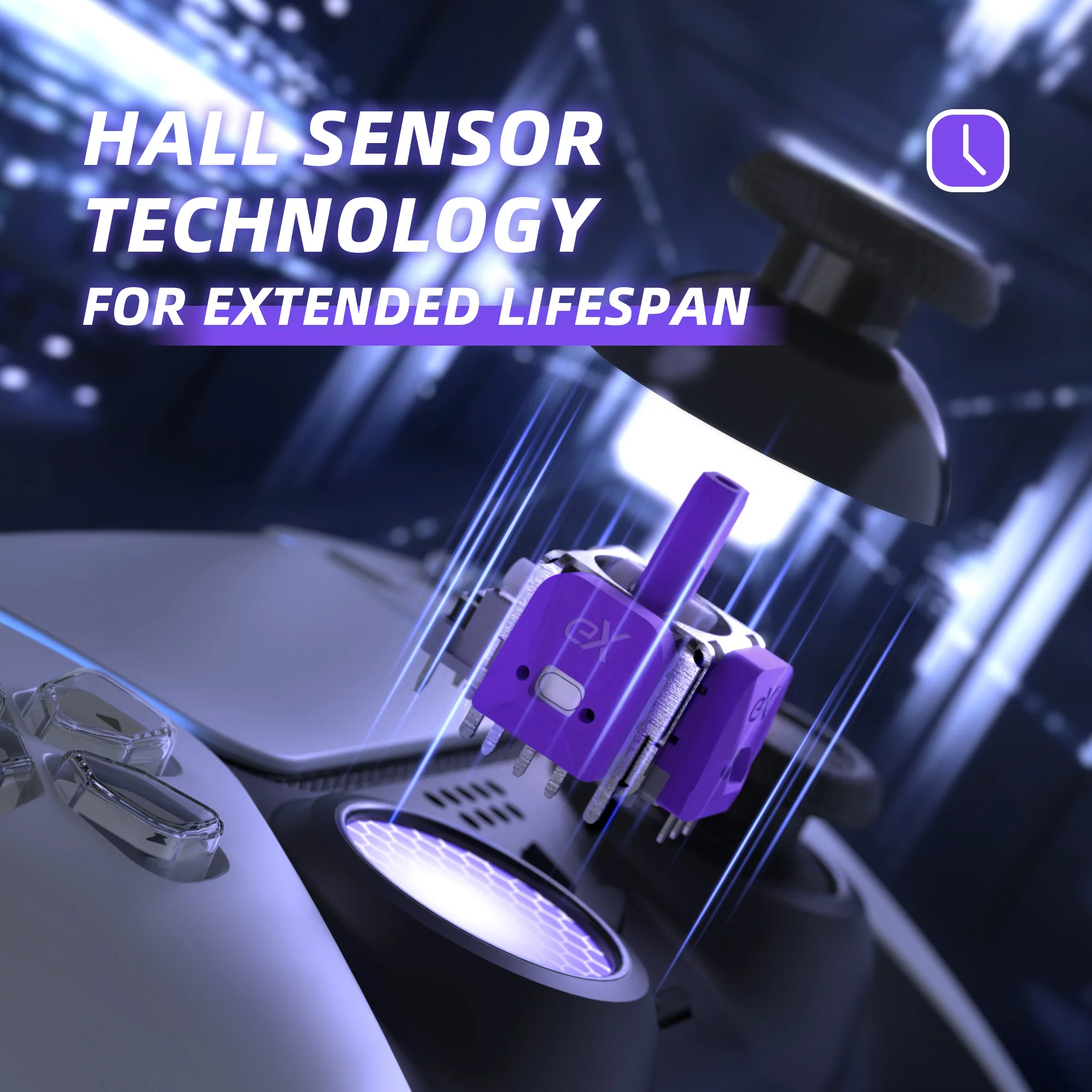 eXtremeRate eXhall Digital Calibrable Hall Effect Thumbstick Kit with Calibrate FPC Board for PS5 Controller - Purple 120gf - Image 4