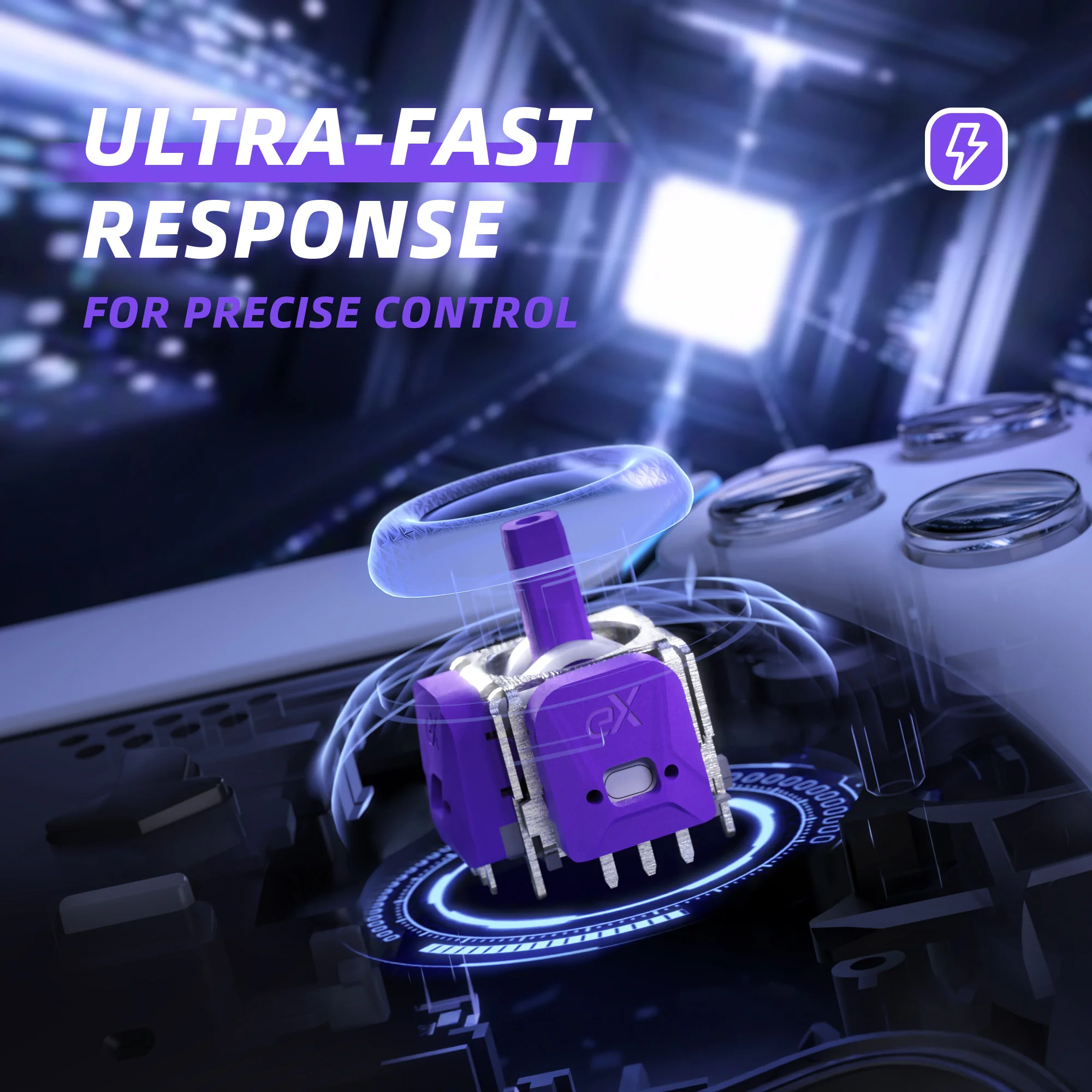 eXtremeRate eXhall Digital Calibrable Hall Effect Thumbstick Kit with Calibrate FPC Board for PS5 Controller - Purple 120gf - Image 7