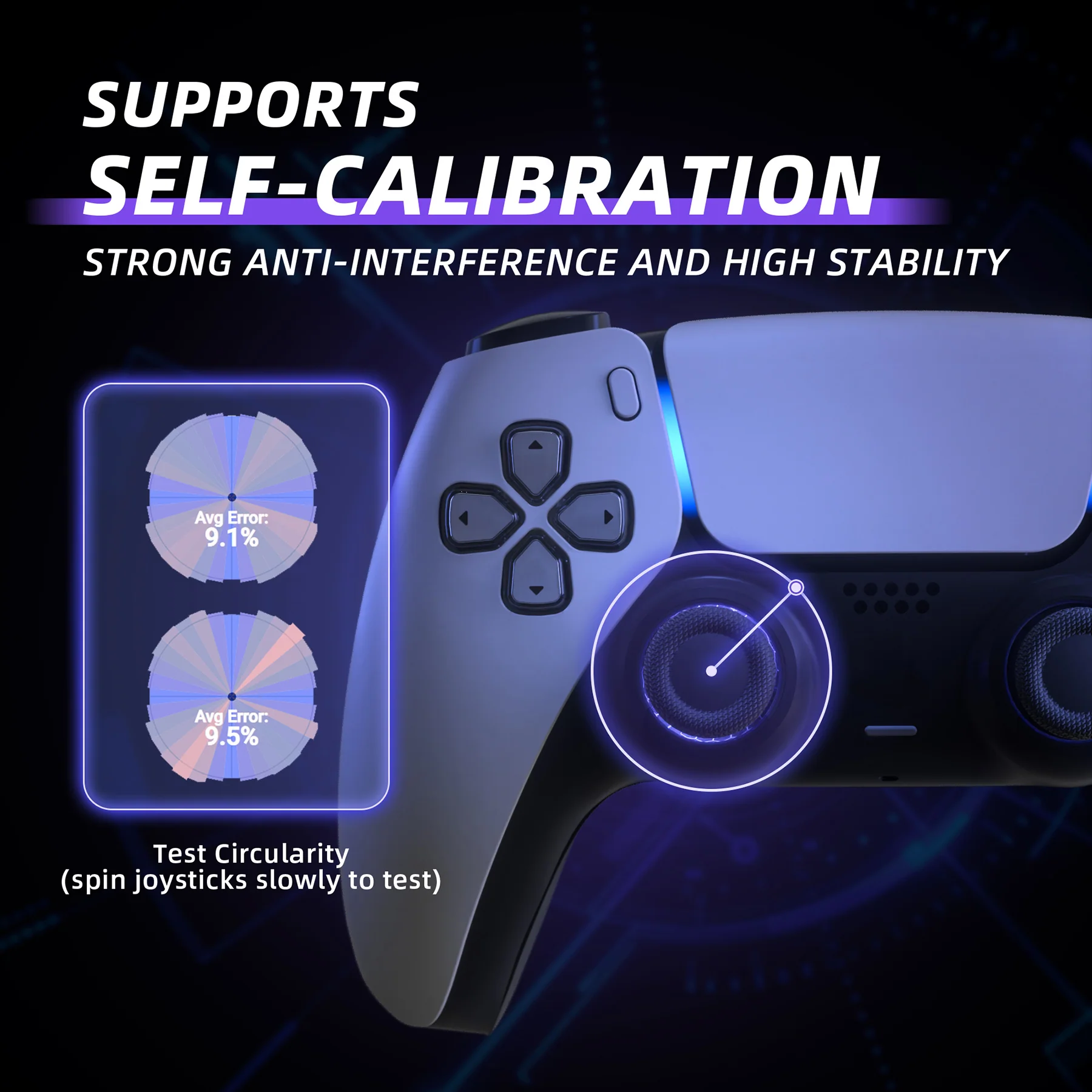 eXtremeRate eXhall Digital Calibrable Hall Effect Thumbstick Kit with Calibrate FPC Board for PS5 Controller - Purple 120gf - Image 8