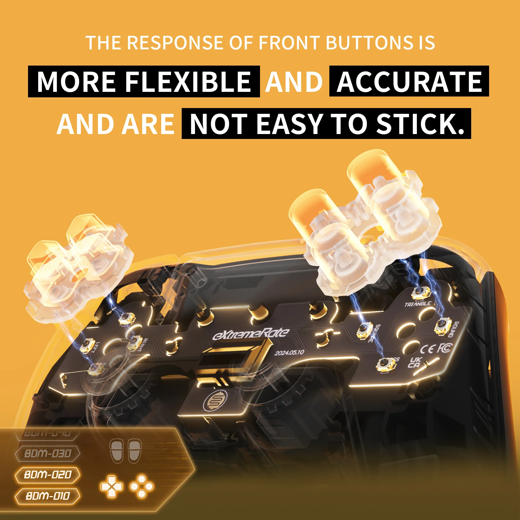 eXtremeRate Face Clicky Kit V3 for PS5 Controller BDM-010 & BDM-020, Custom Hard Silicone Tactile Switch Dpad Action Buttons for PS5 Controller - Image 8