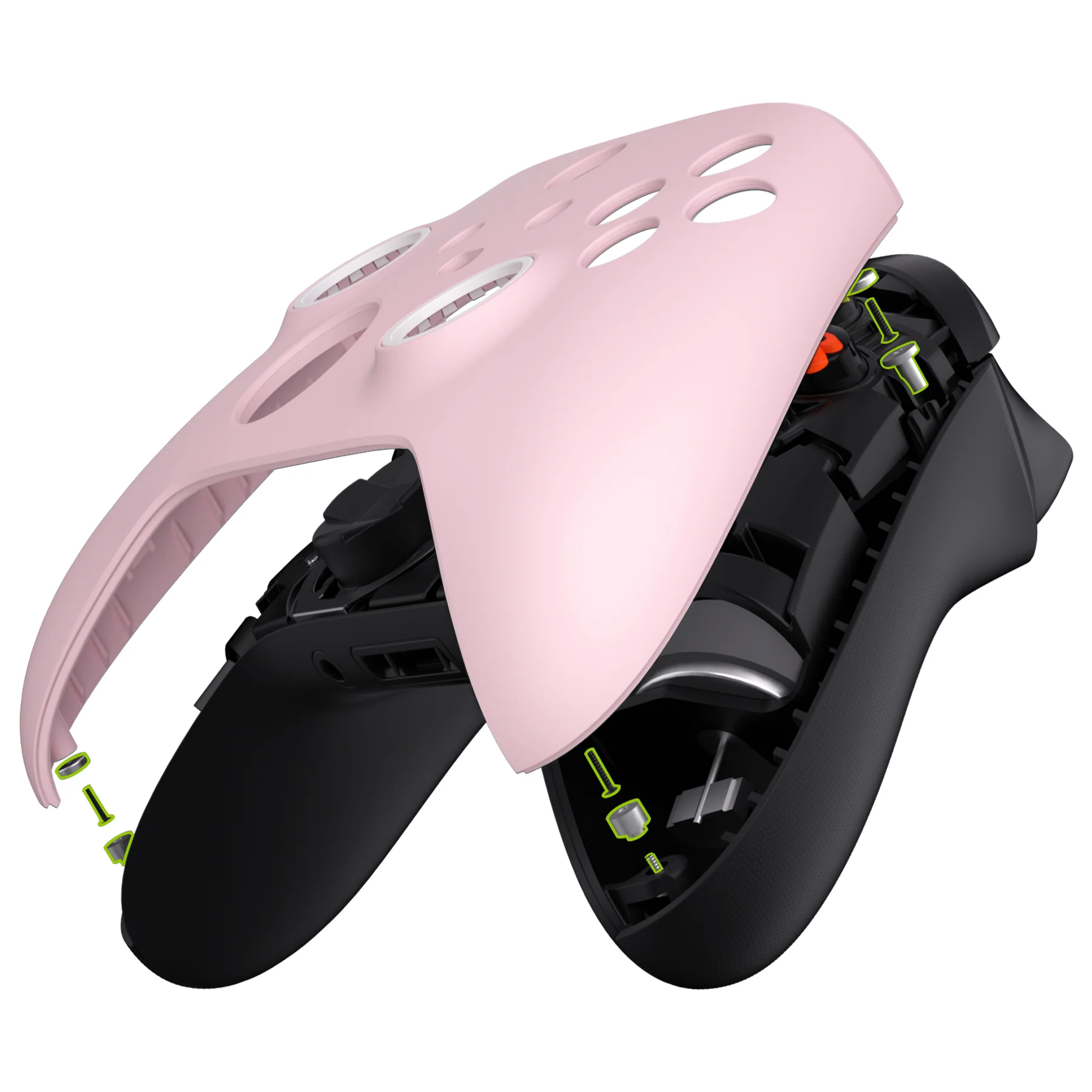 eXtremeRate FaceMag Magnetic Replacement Front Housing Shell with Accent Rings for Xbox Series X/S Controller & Xbox Core Controller Model 1914 - Cherry Blossoms Pink - Image 5