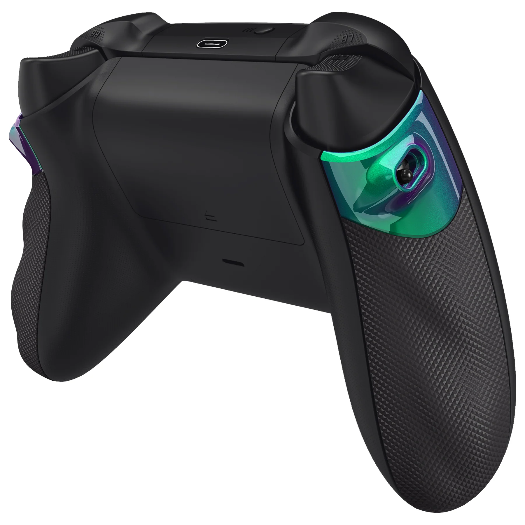eXtremeRate FLEXOR Rubberized Side Rails Grips Trigger Stop Kit for Xbox Series X/S Controller & Xbox Core Controller - Chameleon Green Purple - Image 8