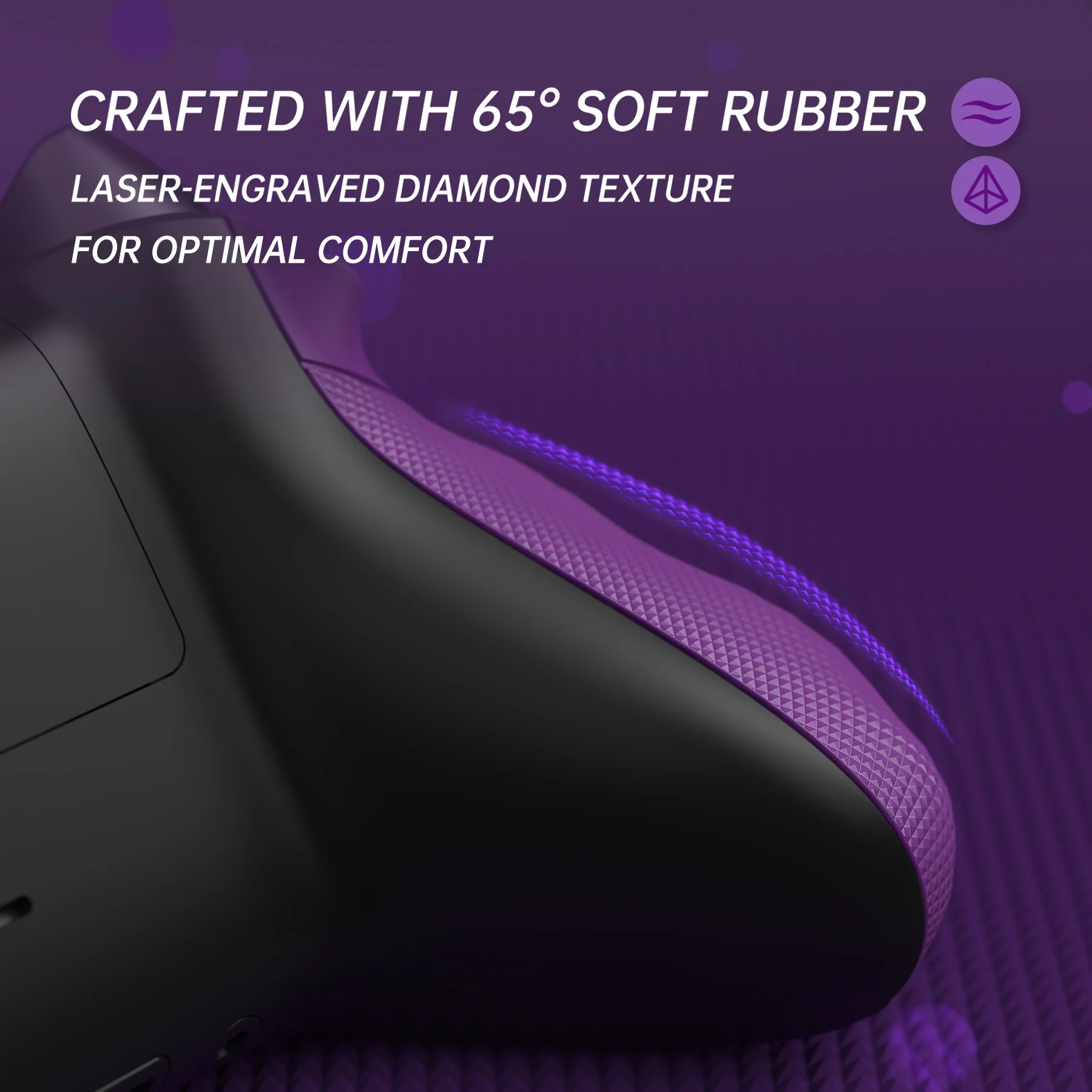 eXtremeRate FLEXOR Rubberized Side Rails Grips Trigger Stop Kit for Xbox Series X/S Controller & Xbox Core Controller - Mist Purple - Image 5