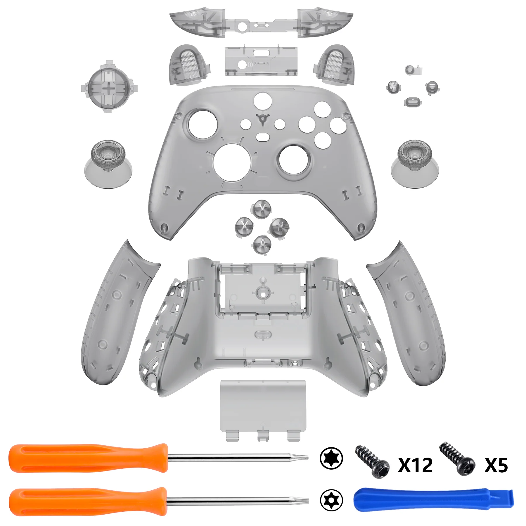 eXtremeRate Full Set Housing Shell Case with Buttons for Xbox Series X & S Controller - Clear Black - Image 2