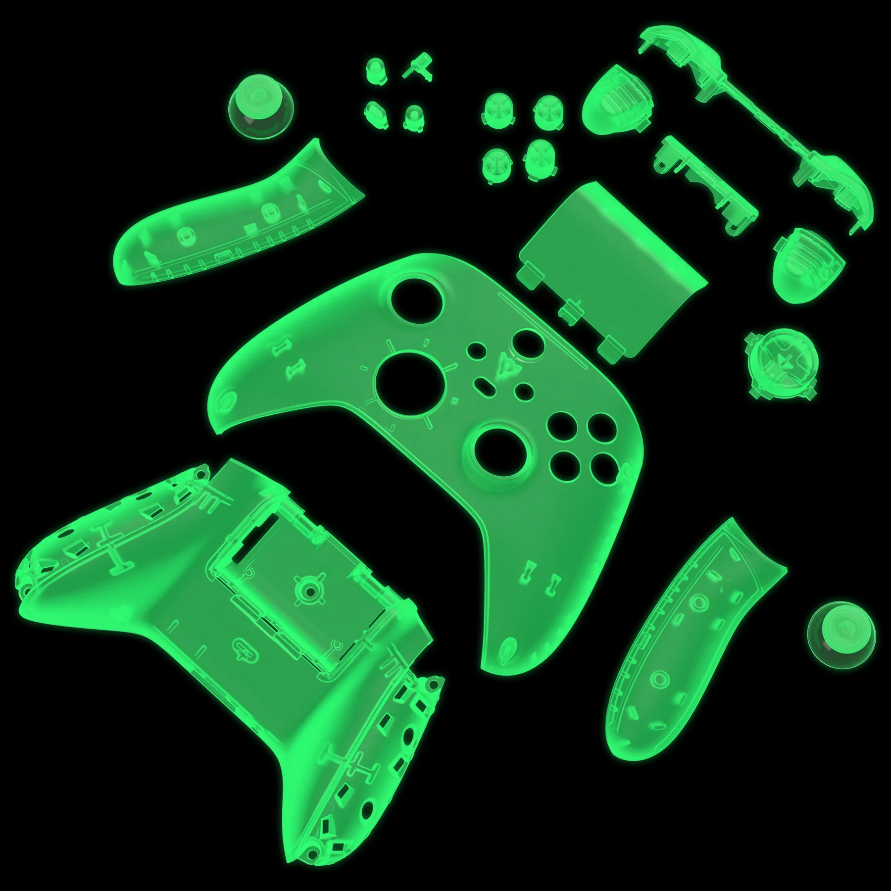eXtremeRate Full Set Housing Shell Case with Buttons for Xbox Series X & S Controller - Glow in Dark - Green - Image 9