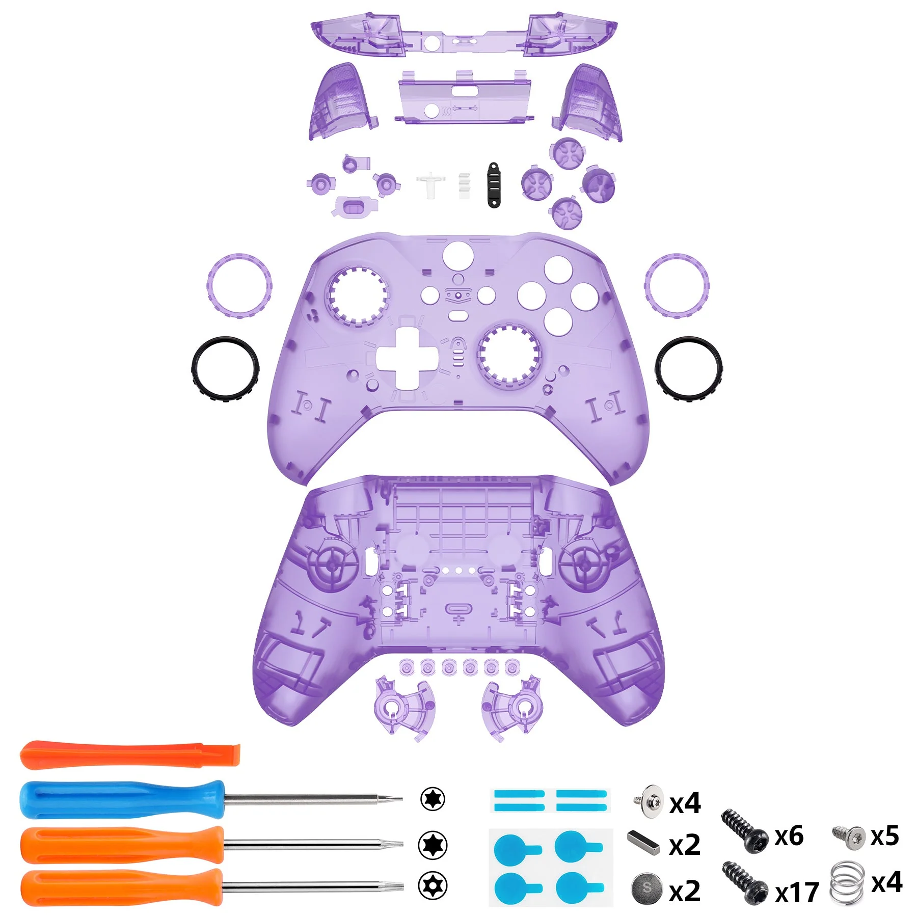 eXtremeRate Full Set Shell with Buttons for Xbox One Elite Series 2 & Elite 2 Core Controller (Model 1797) - Clear Atomic Purple - Image 2