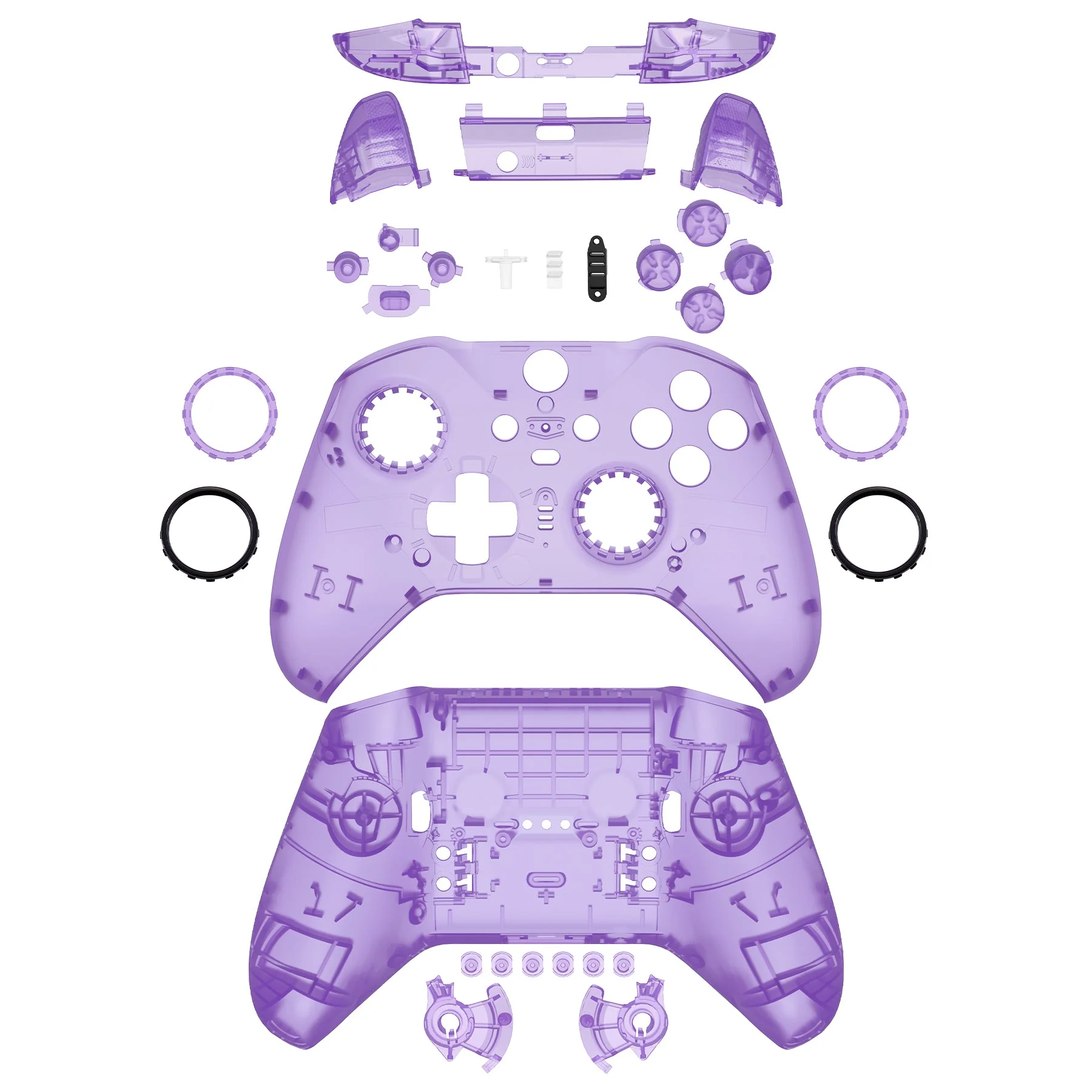 eXtremeRate Full Set Shell with Buttons for Xbox One Elite Series 2 & Elite 2 Core Controller (Model 1797) - Clear Atomic Purple - Image 8