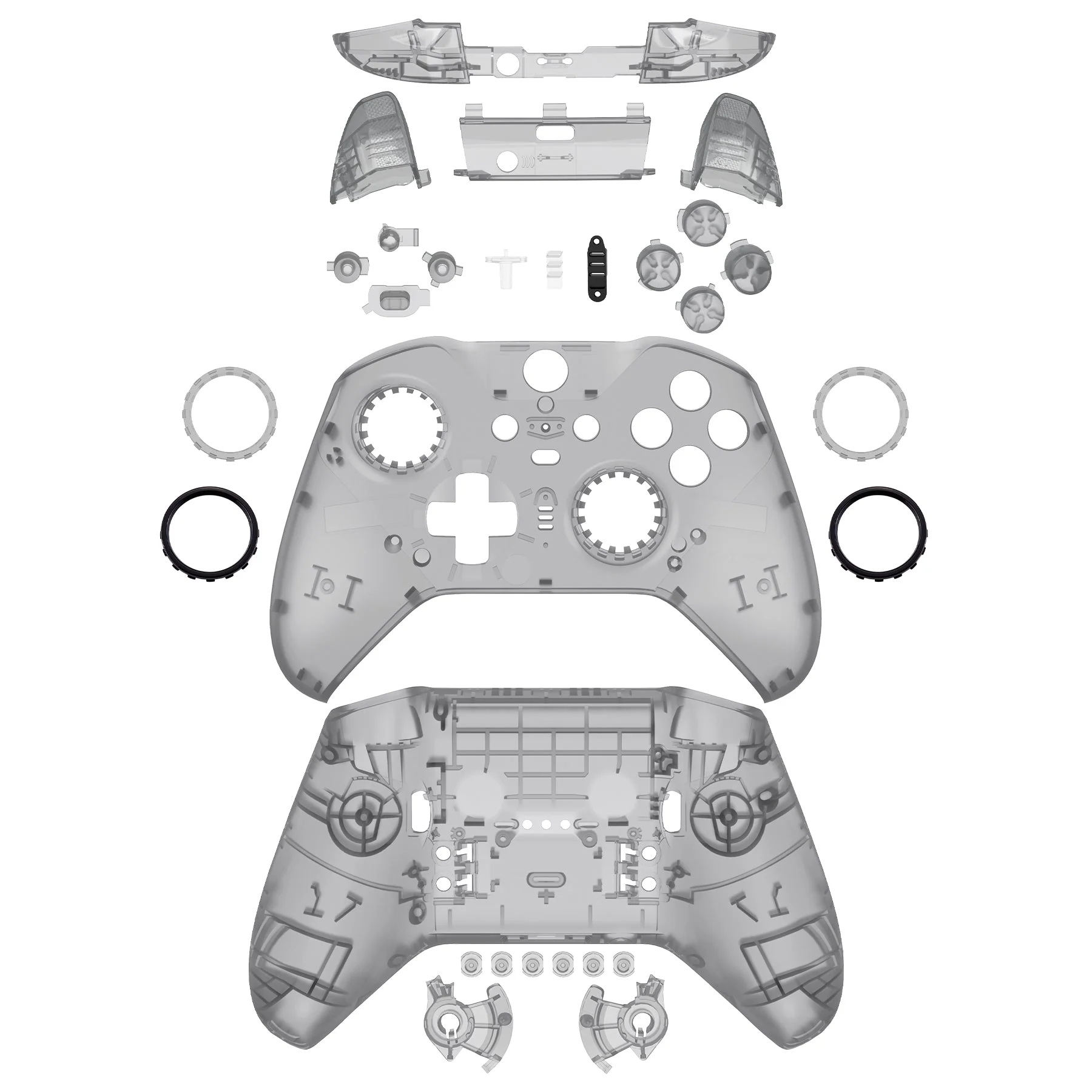 eXtremeRate Full Set Shell with Buttons for Xbox One Elite Series 2 & Elite 2 Core Controller (Model 1797) - Clear Black - Image 8