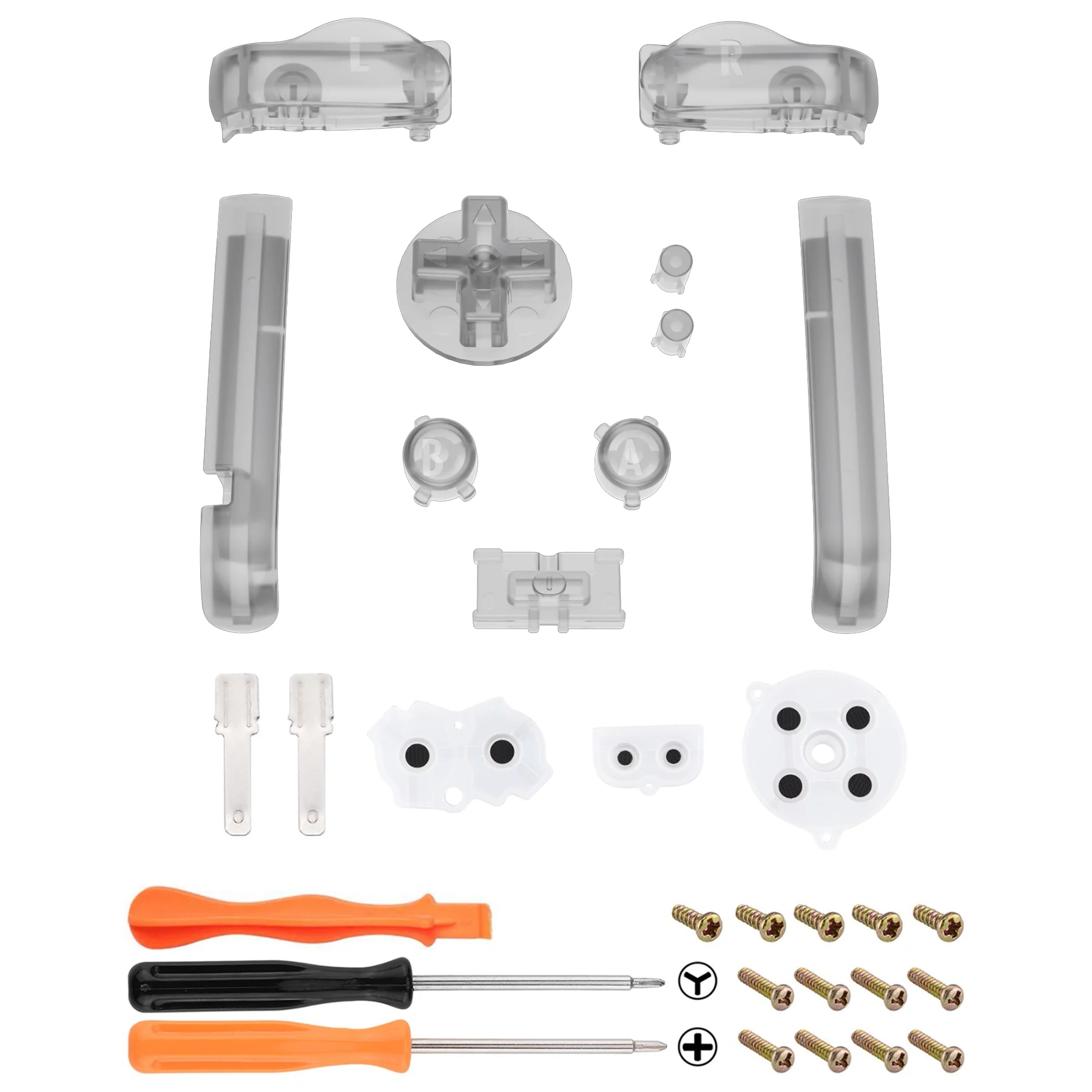 eXtremeRate GBA Replacement Full Set Buttons for Gameboy Advance - Transparent Clear Black - Image 2