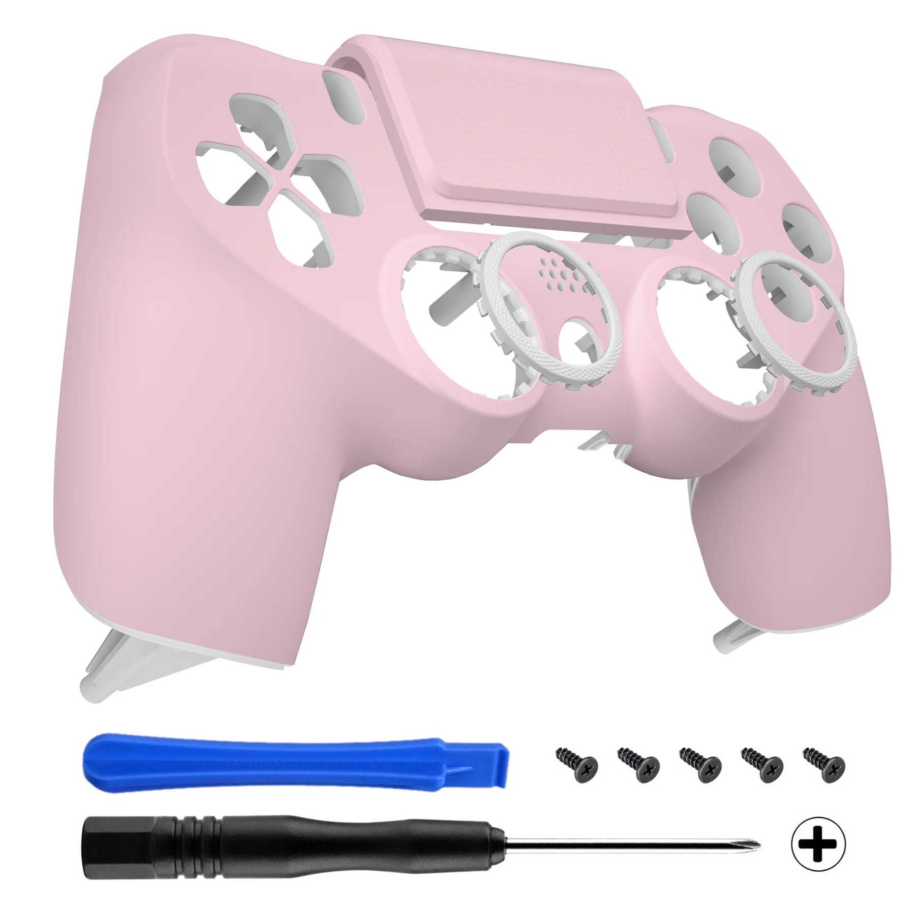eXtremeRate Ghost Redesigned Front Housing Shell with Touch Pad Compatible with PS4 Slim Pro Controller JDM-040/050/055 - Cherry Blossoms Pink - Image 7