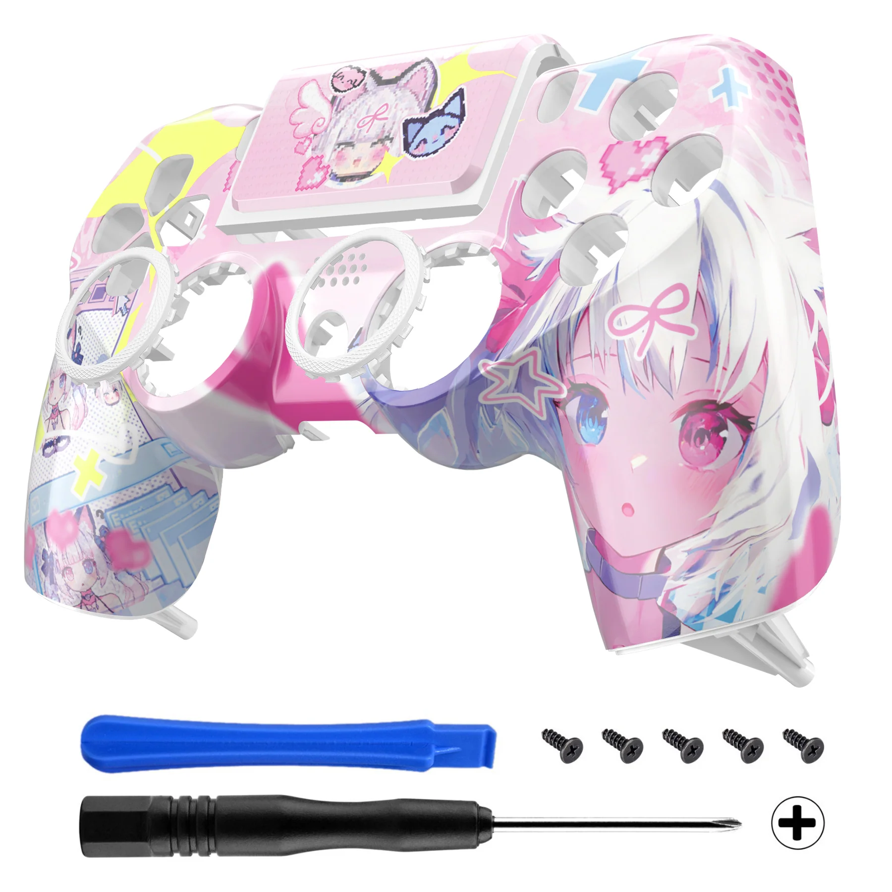 eXtremeRate Ghost Redesigned Front Housing Shell with Touch Pad Compatible with PS4 Slim Pro Controller JDM-040/050/055 - MeWoow - Image 7