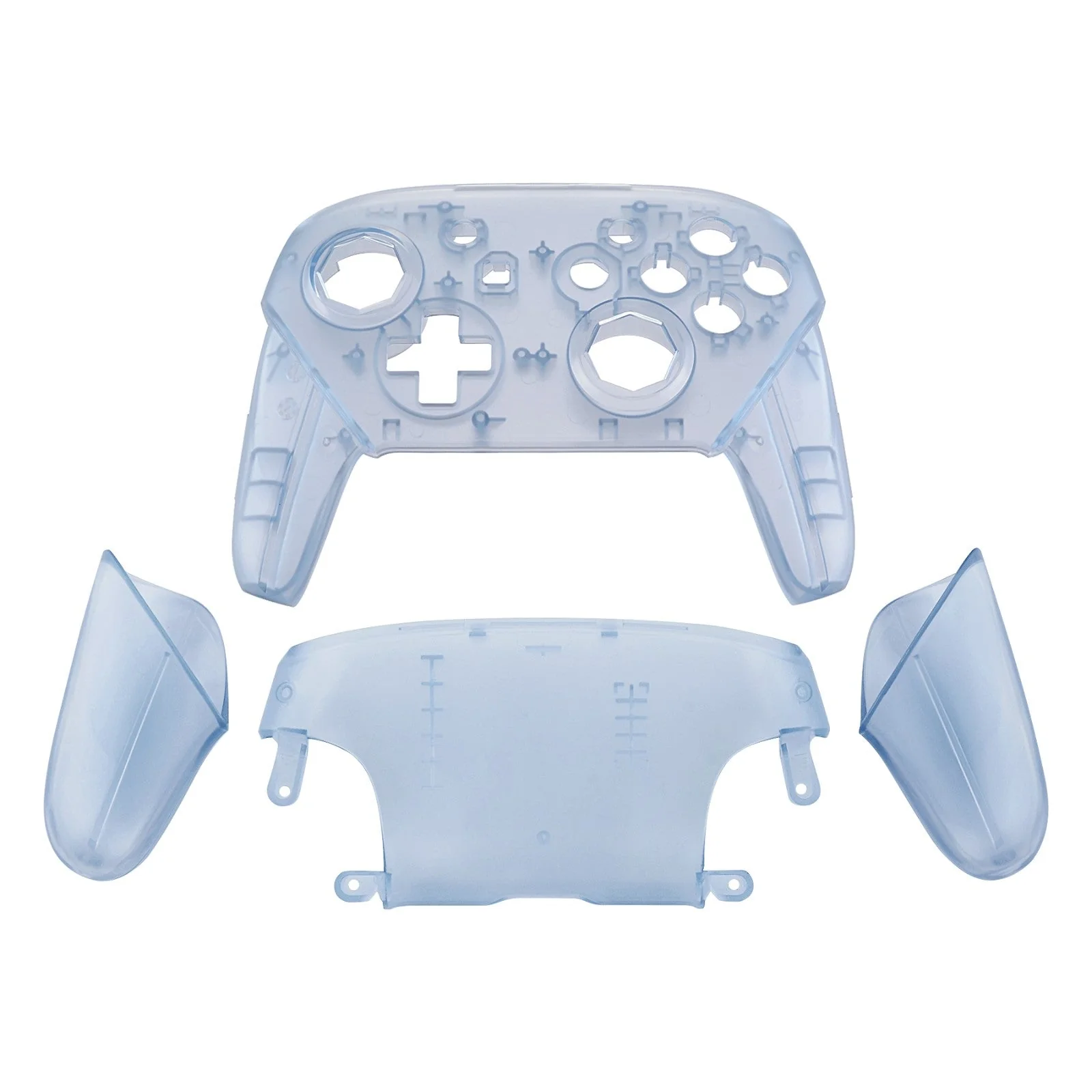eXtremeRate Octagonal Gated Sticks Design Replacement Full Set Shell Faceplate Backplate Handles for Nintendo Switch Pro - Clear Glacier Blue - Image 3