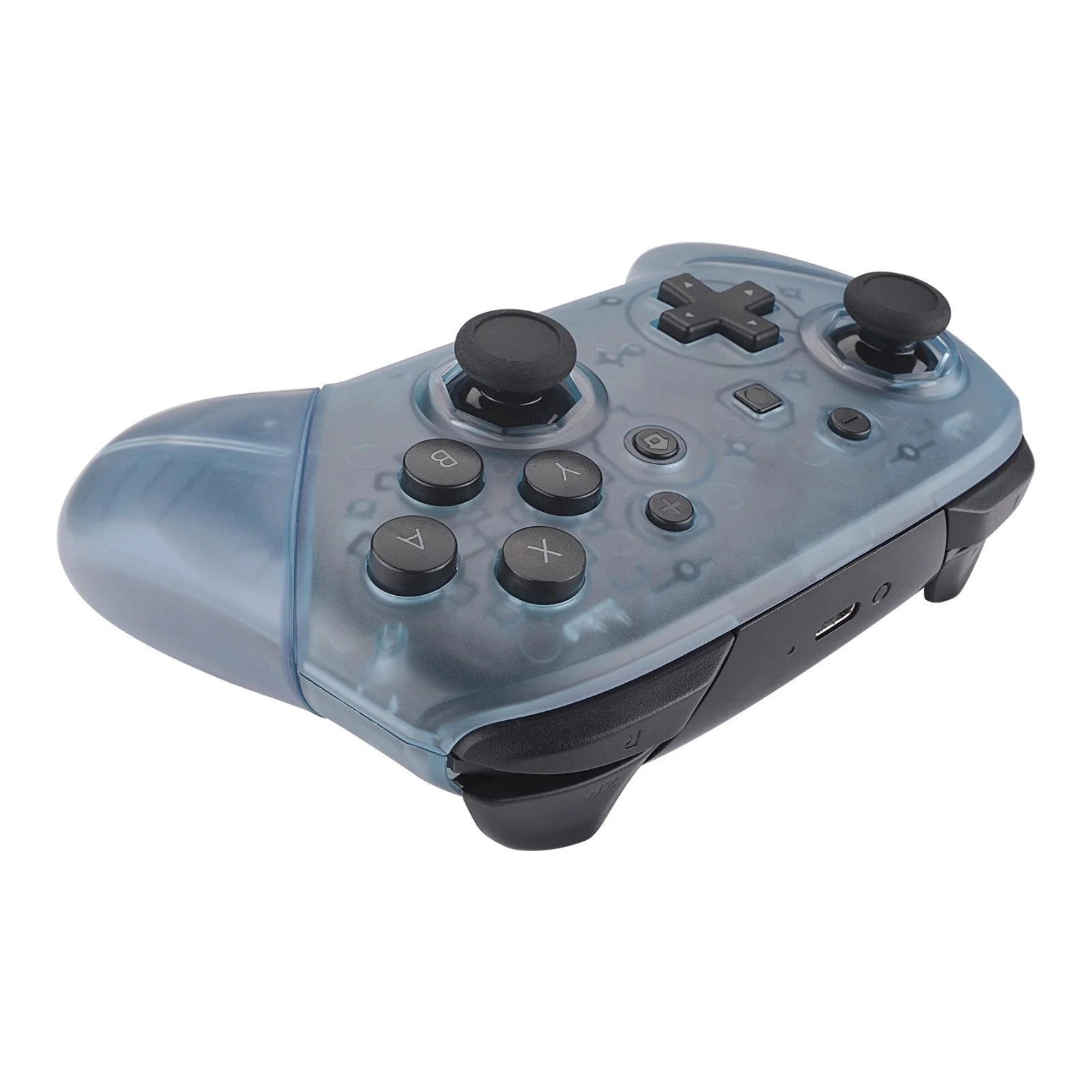 eXtremeRate Octagonal Gated Sticks Design Replacement Full Set Shell Faceplate Backplate Handles for Nintendo Switch Pro - Clear Glacier Blue - Image 6