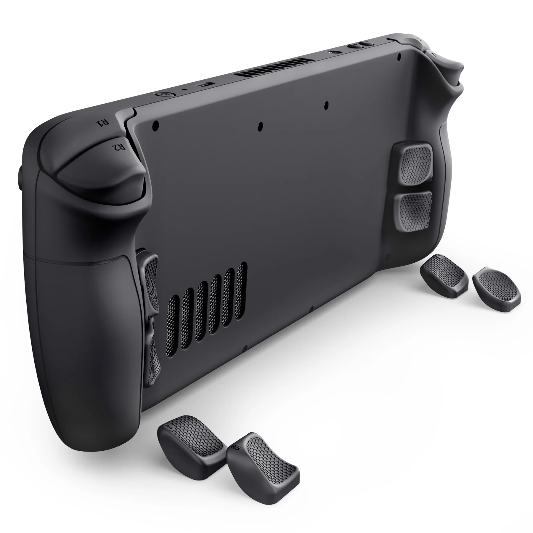 eXtremeRate Interchangeable Back Buttons Bottom Shell for Steam Deck LCD & OLED - with 2 Height Adjustable Buttons - Black - Image 10