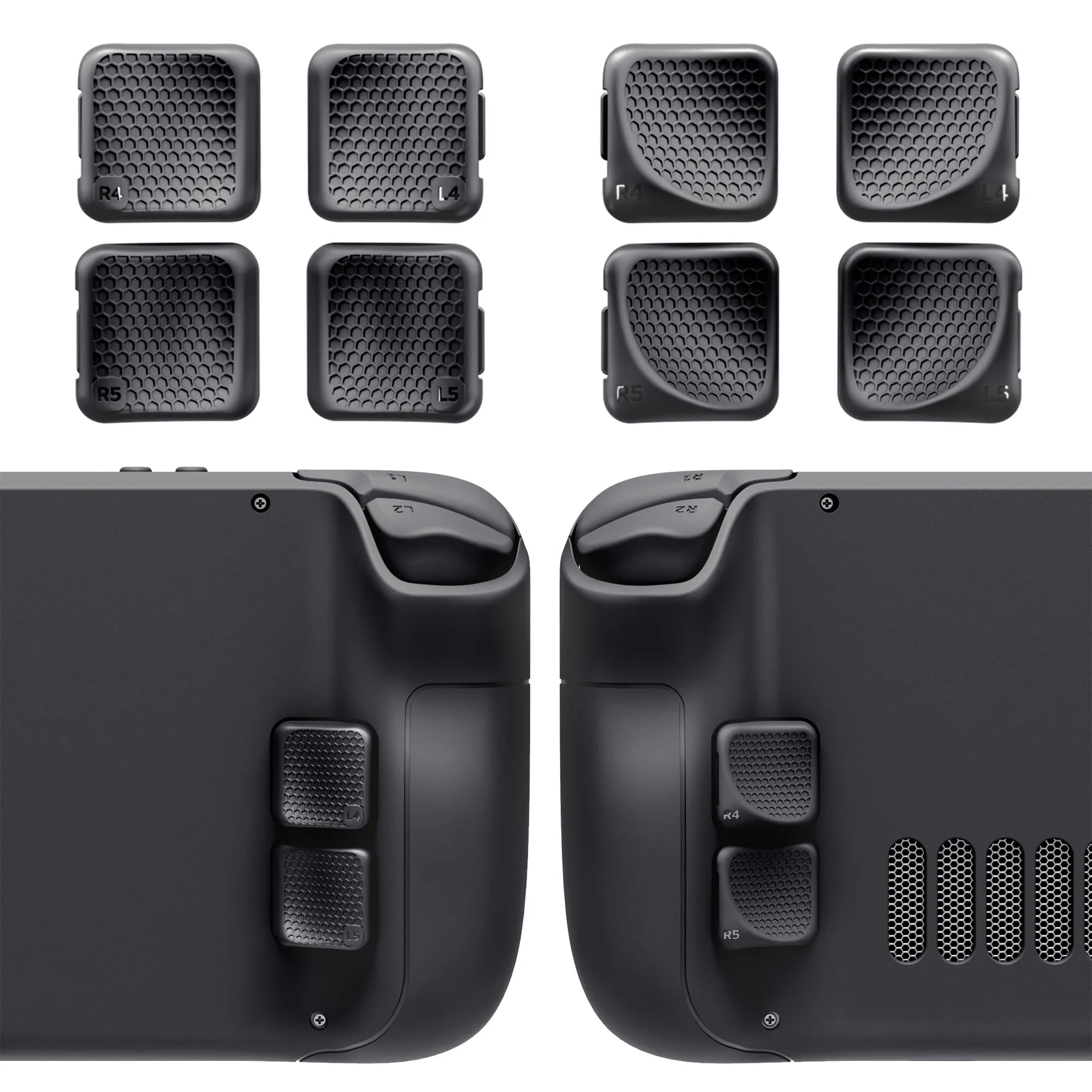 eXtremeRate Interchangeable Back Buttons Bottom Shell for Steam Deck LCD & OLED - with 2 Height Adjustable Buttons - Black - Image 3