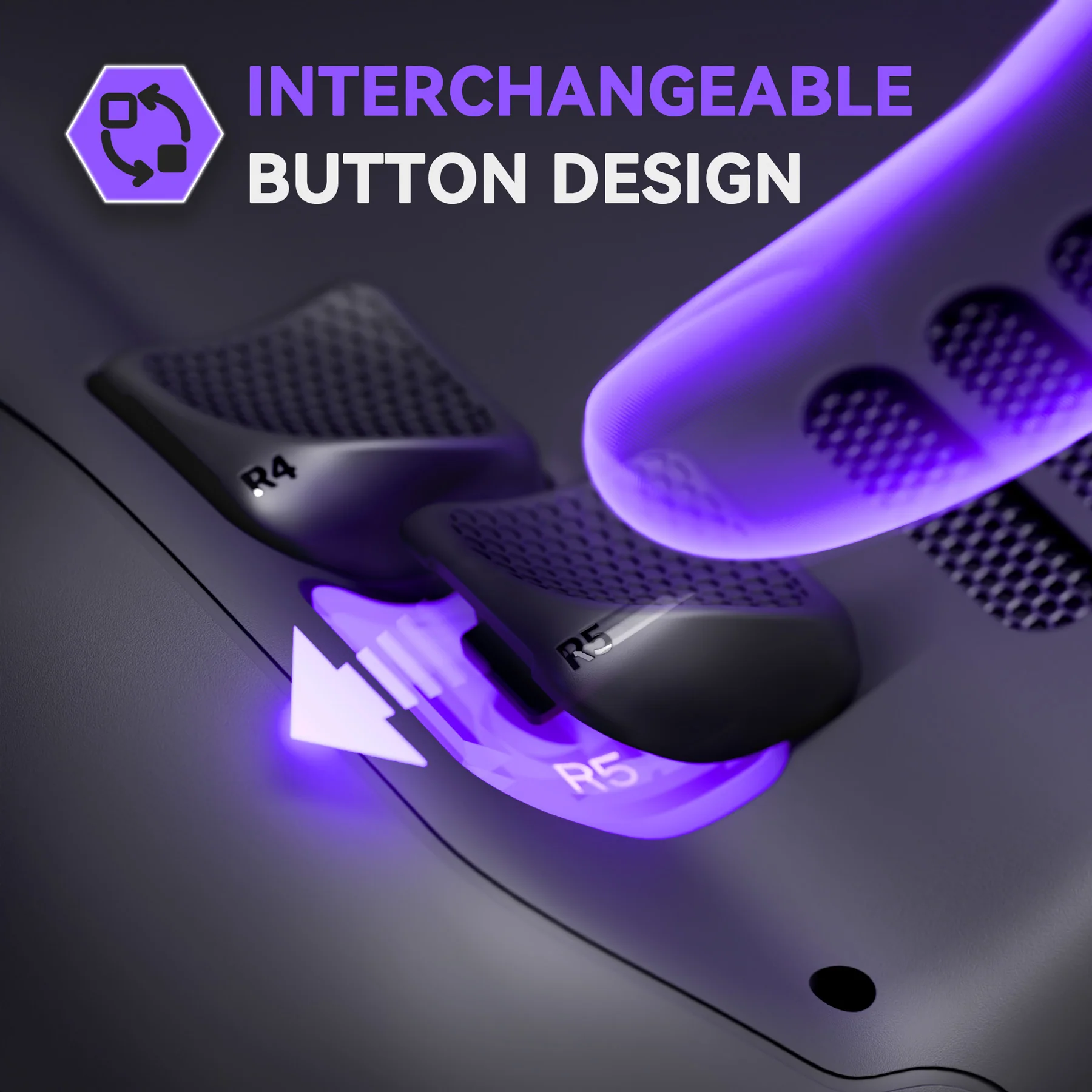 eXtremeRate Interchangeable Back Buttons Bottom Shell for Steam Deck LCD & OLED - with 2 Height Adjustable Buttons - Black - Image 5