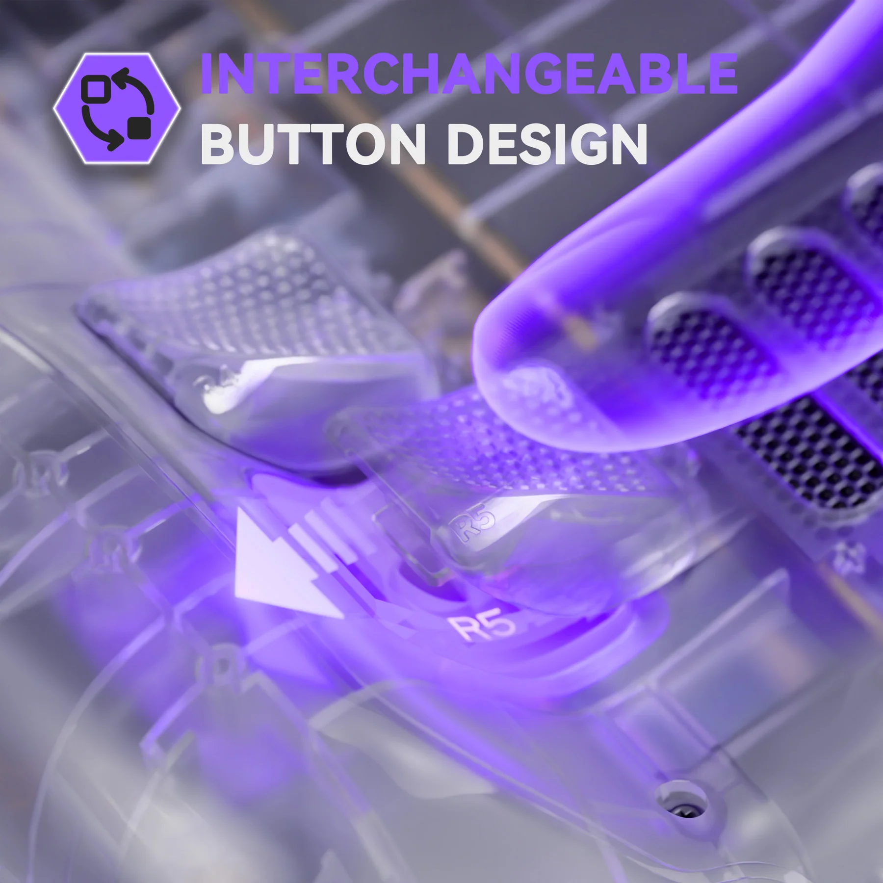 eXtremeRate Interchangeable Back Buttons Bottom Shell for Steam Deck LCD & OLED - with 2 Height Adjustable Buttons - Clear - Image 5