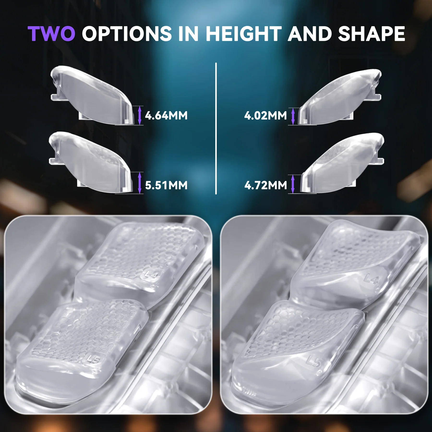 eXtremeRate Interchangeable Back Buttons Bottom Shell for Steam Deck LCD & OLED - with 2 Height Adjustable Buttons - Clear - Image 6