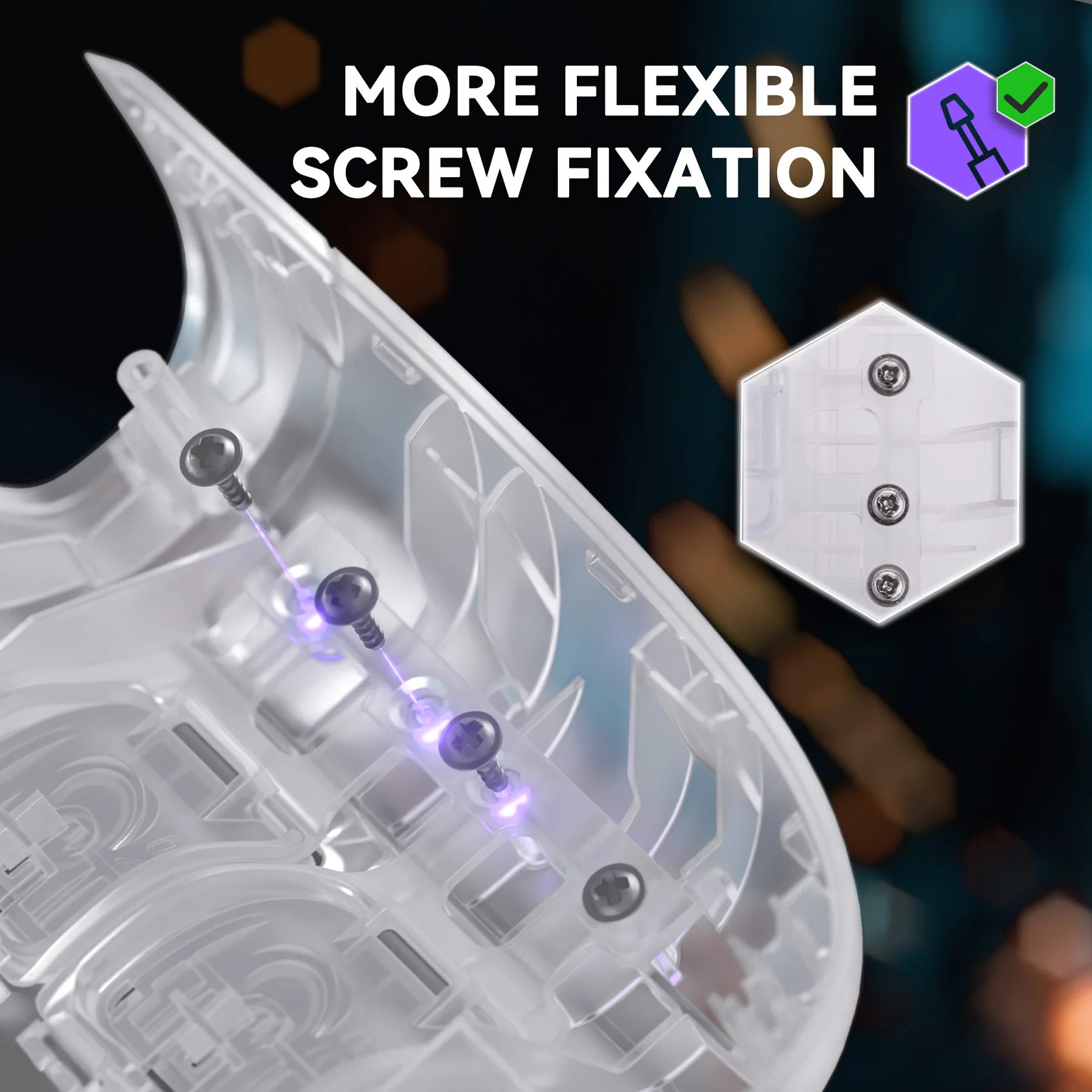 eXtremeRate Interchangeable Back Buttons Bottom Shell for Steam Deck LCD & OLED - with 2 Height Adjustable Buttons - Clear - Image 8