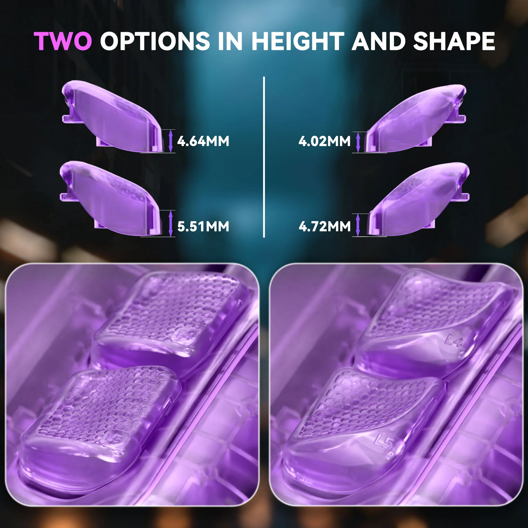 eXtremeRate Interchangeable Back Buttons Bottom Shell for Steam Deck LCD & OLED - with 2 Height Adjustable Buttons - Clear Atomic Purple - Image 6