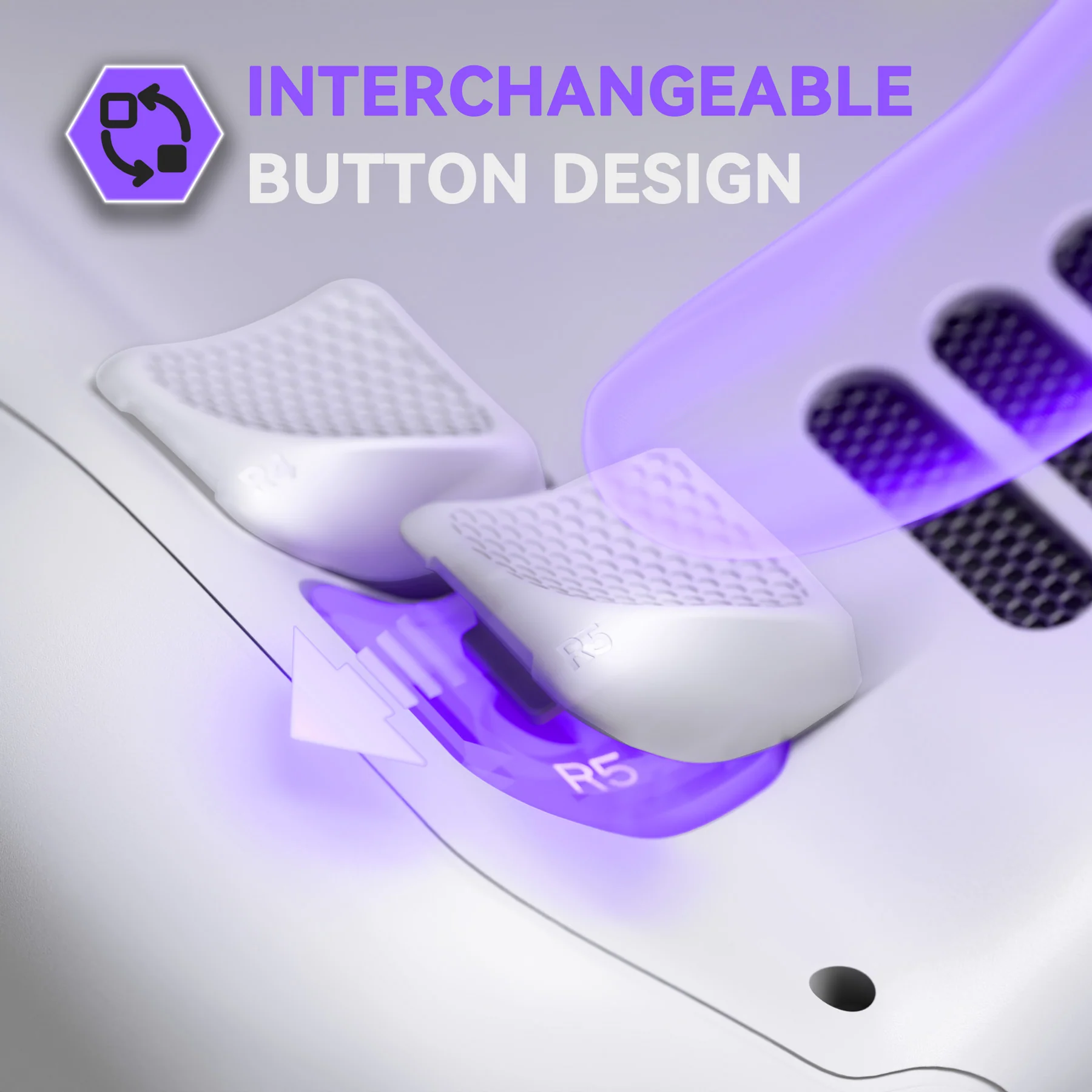 eXtremeRate Interchangeable Back Buttons Bottom Shell for Steam Deck LCD & OLED - with 2 Height Adjustable Buttons - Frosted White - Image 5