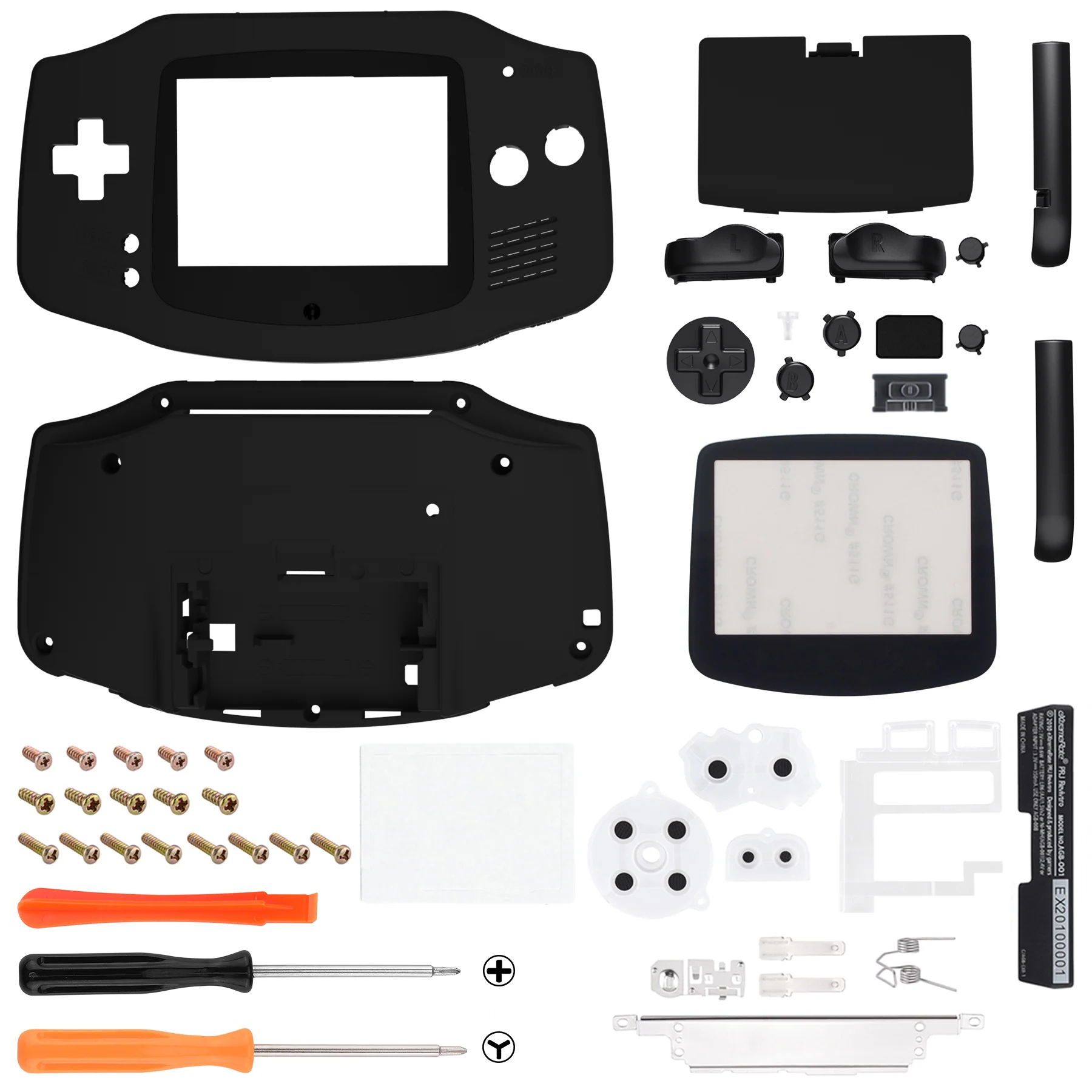 eXtremeRate IPS Ready Upgraded GBA Replacement Full Set Shells with Buttons for Gameboy Advance, Compatible with Both IPS & Standard LCD - Black - Image 2